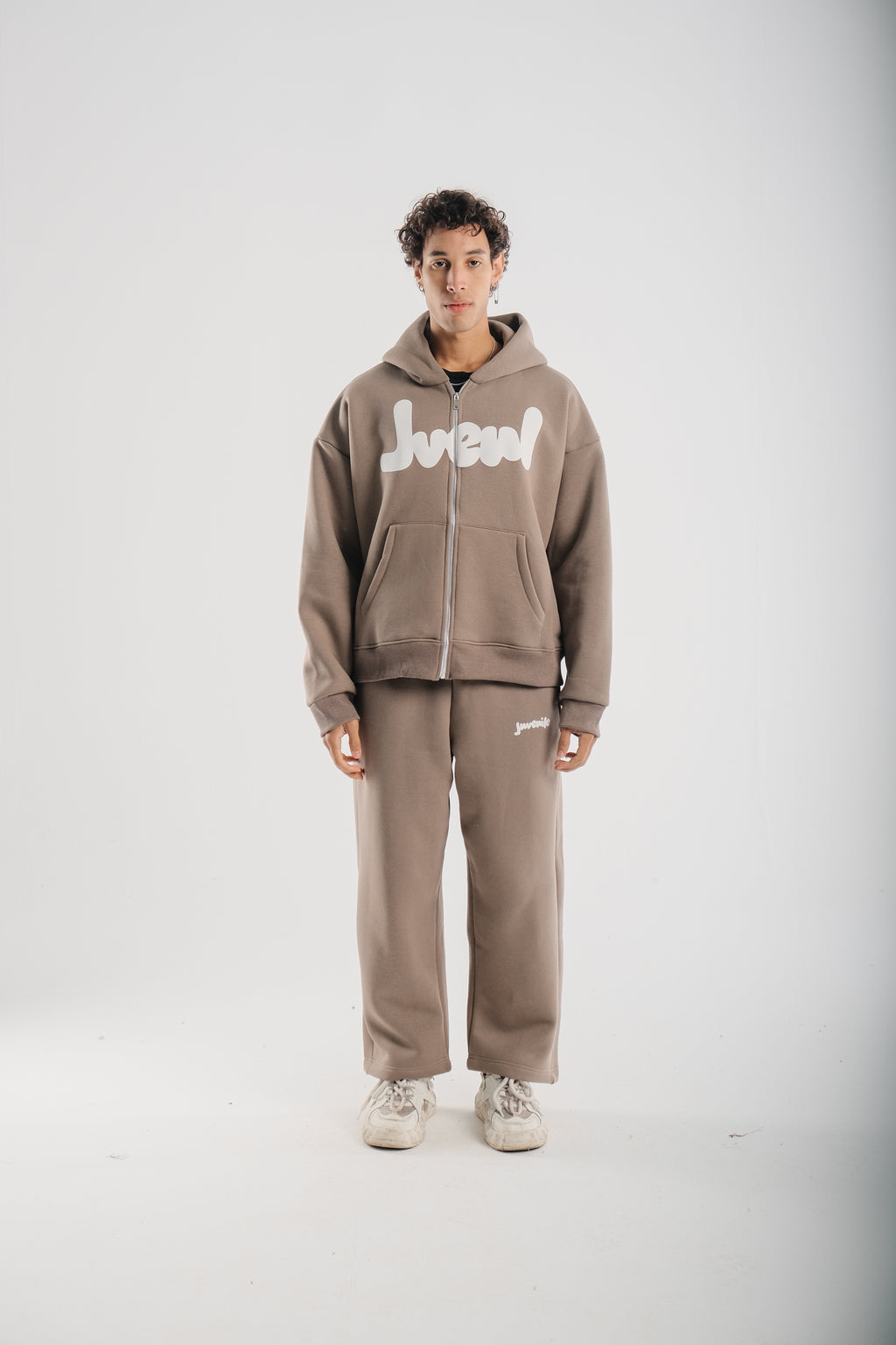 Pale Olive JVENL zipped hoodie