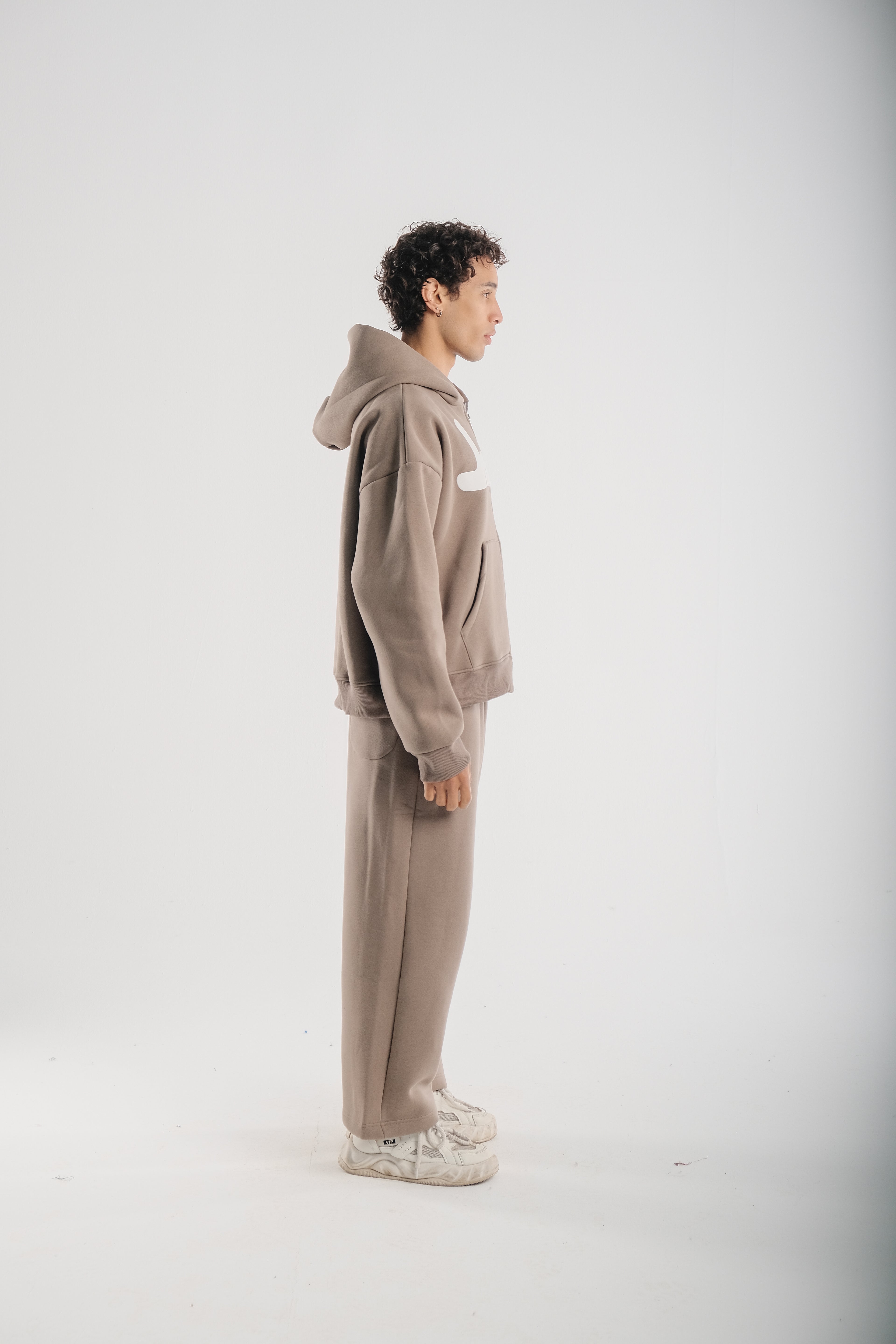 Pale Olive JVENL zipped hoodie