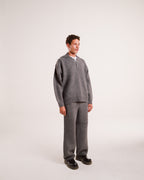 Heavy Knit Polo in Latte Grain