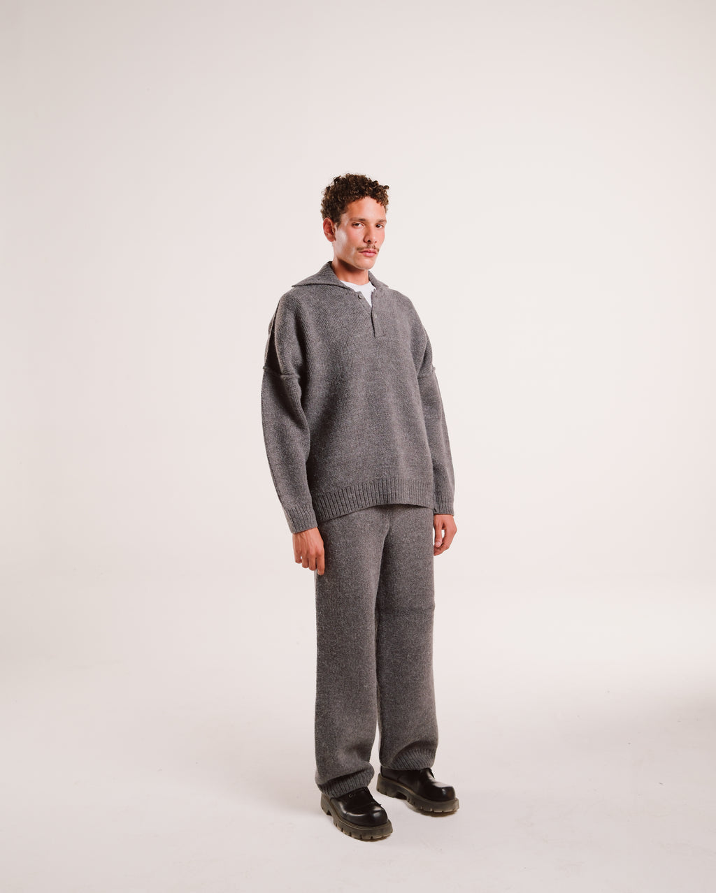 Heavy Knit Stacks in Latte Grain