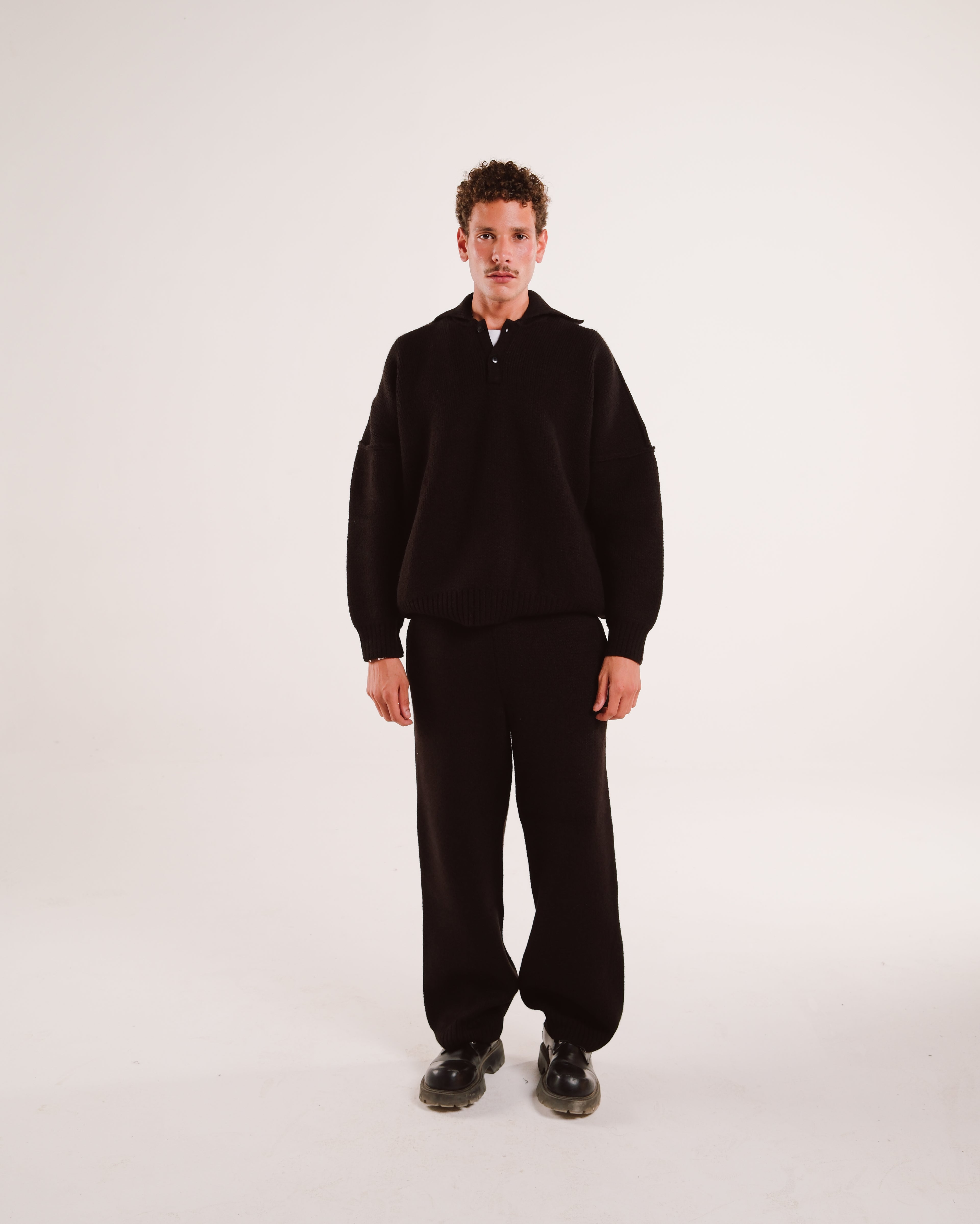 Heavy Knit Polo in Night