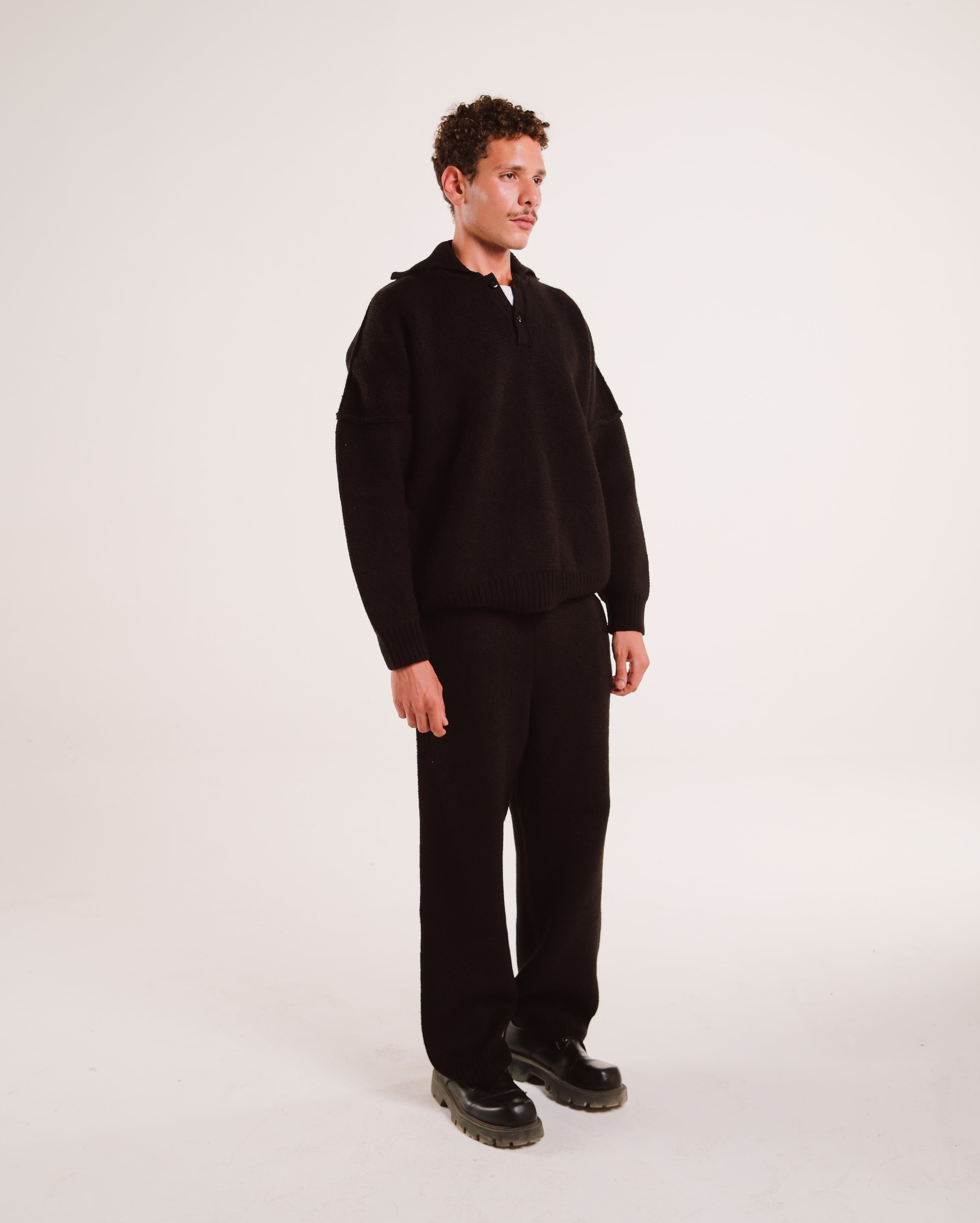 Heavy Knit Polo in Night