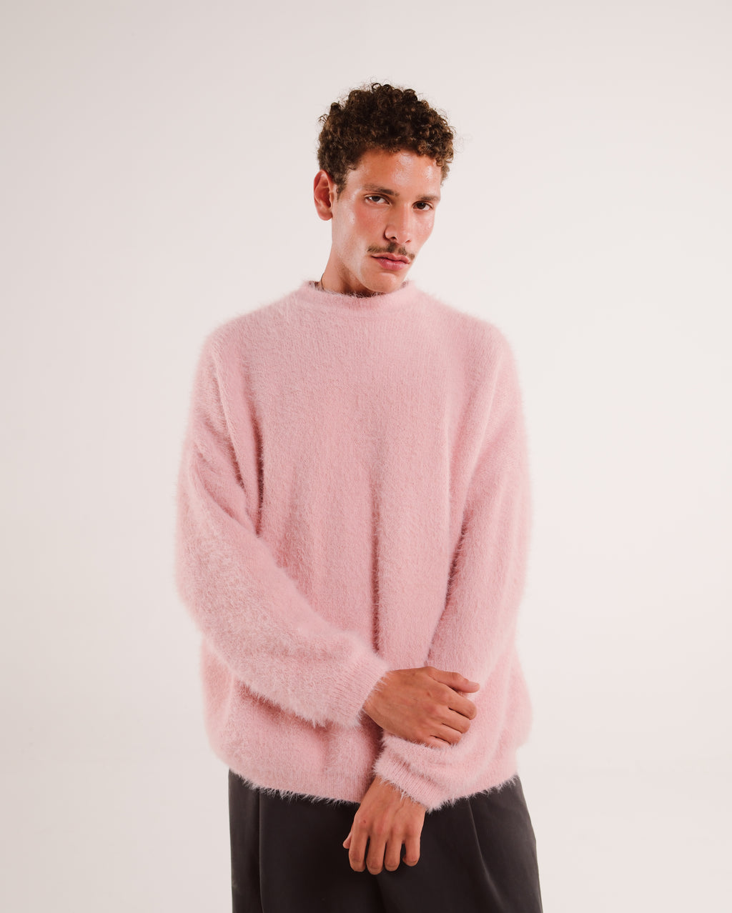 Mohair Knit Sweater in Pink