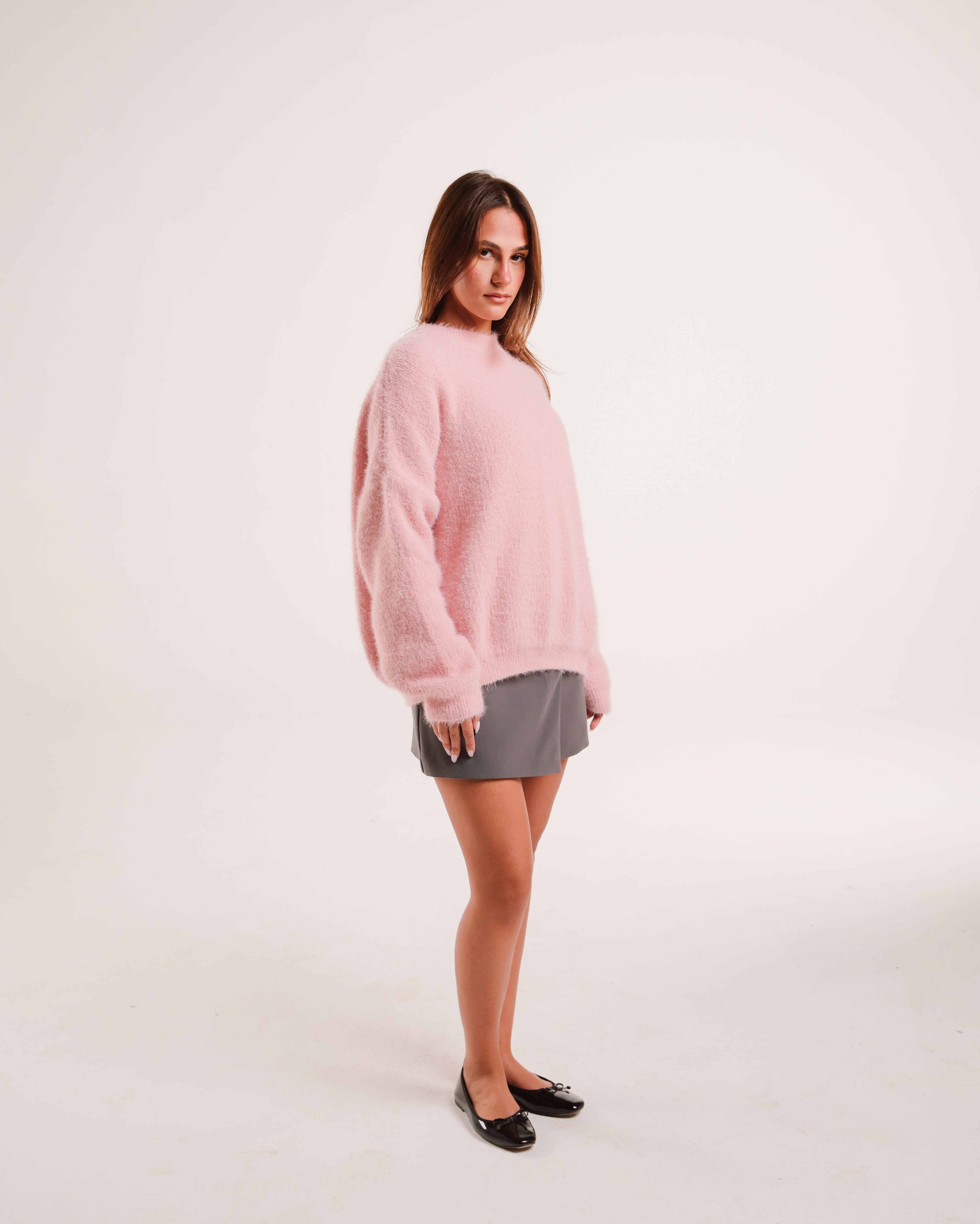 Mohair Knit Sweater in Pink