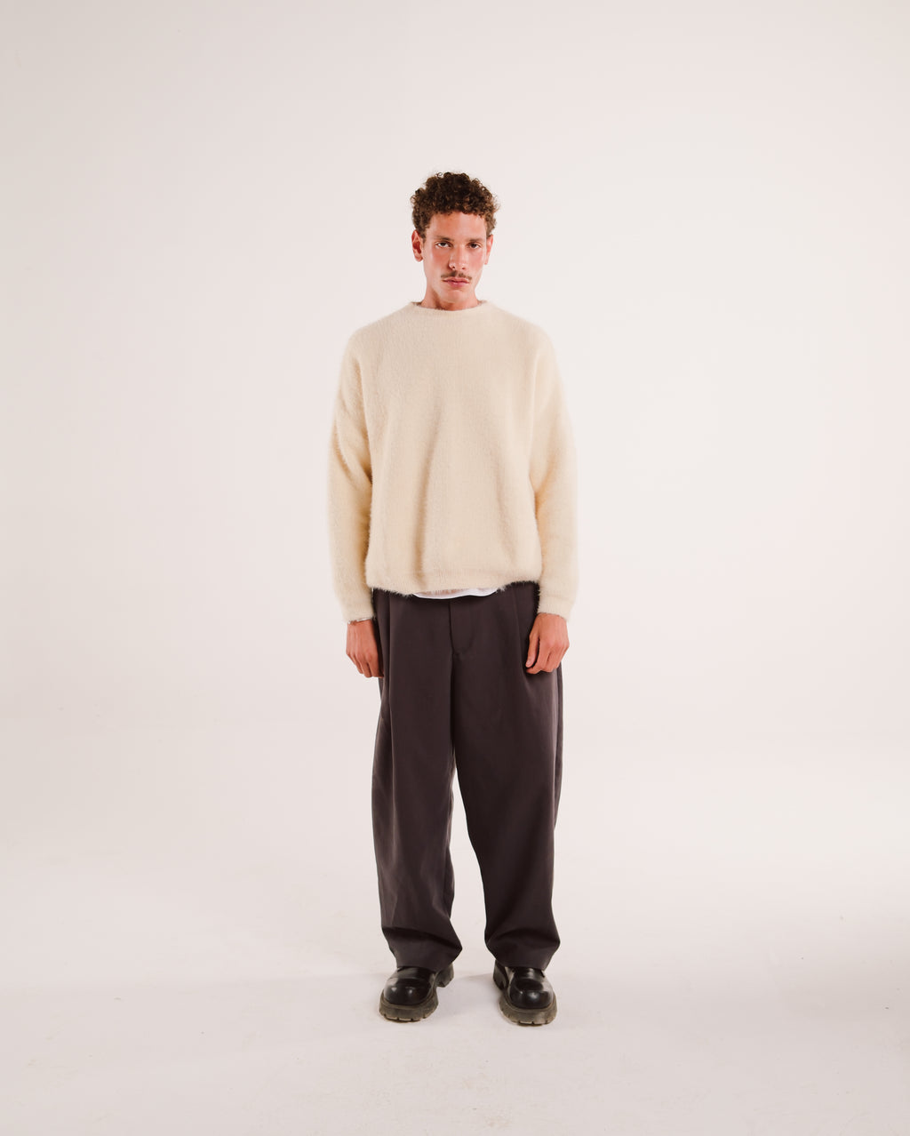 Mohair Knit Sweater in Cream