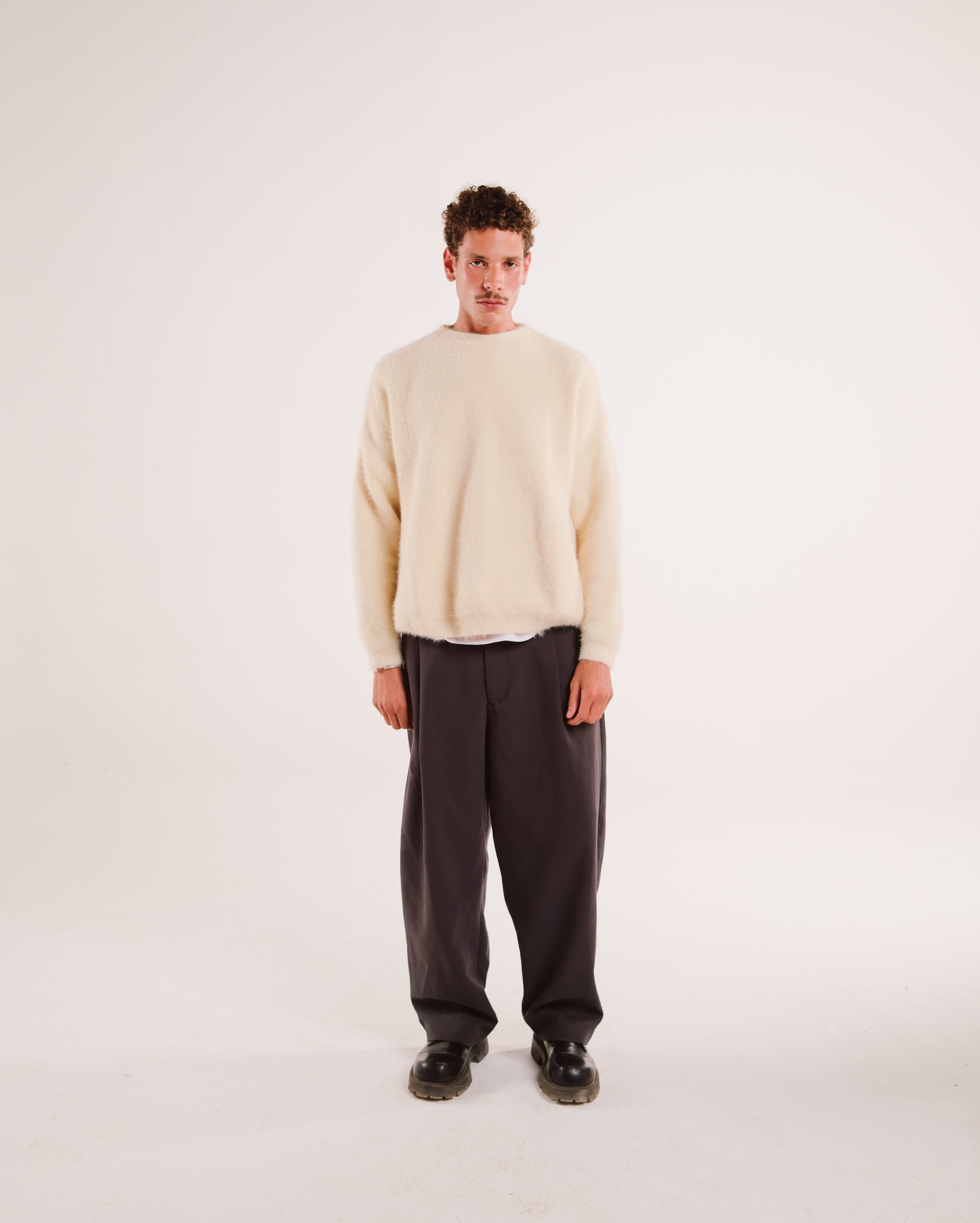 Mohair Knit Sweater in Cream