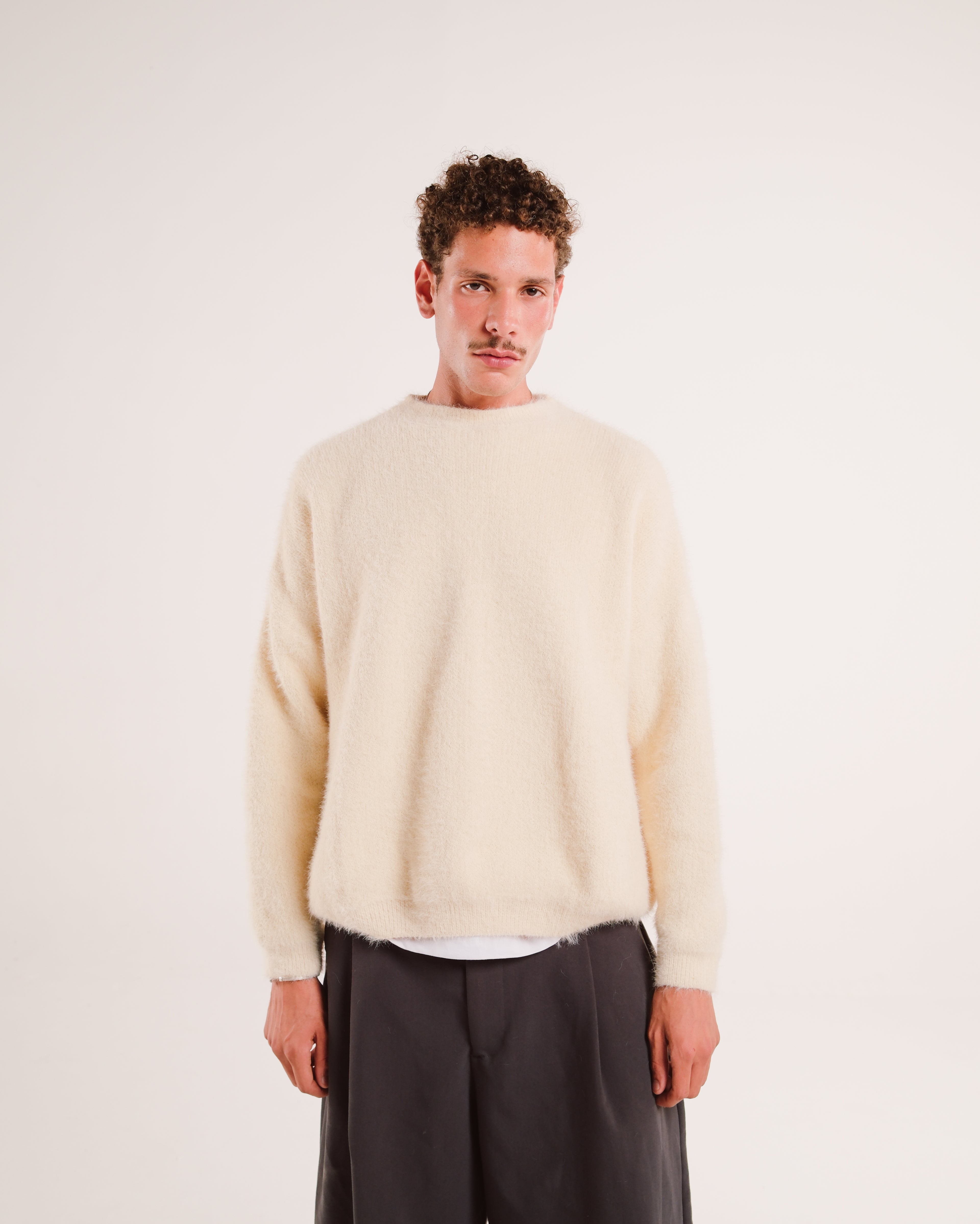 Mohair Knit Sweater in Cream