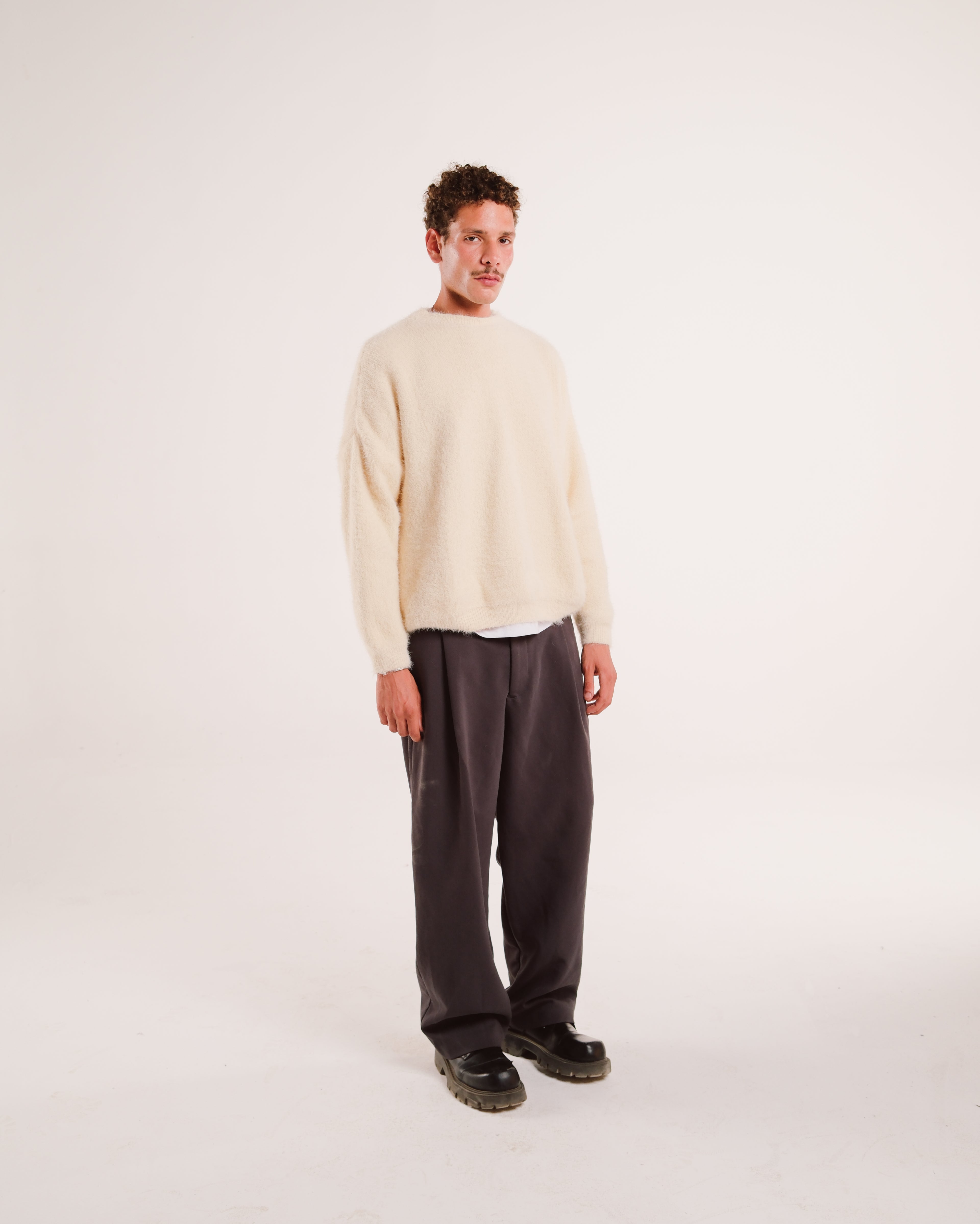 Mohair Knit Sweater in Cream