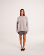 Mohair Knit Sweater in Light Gray