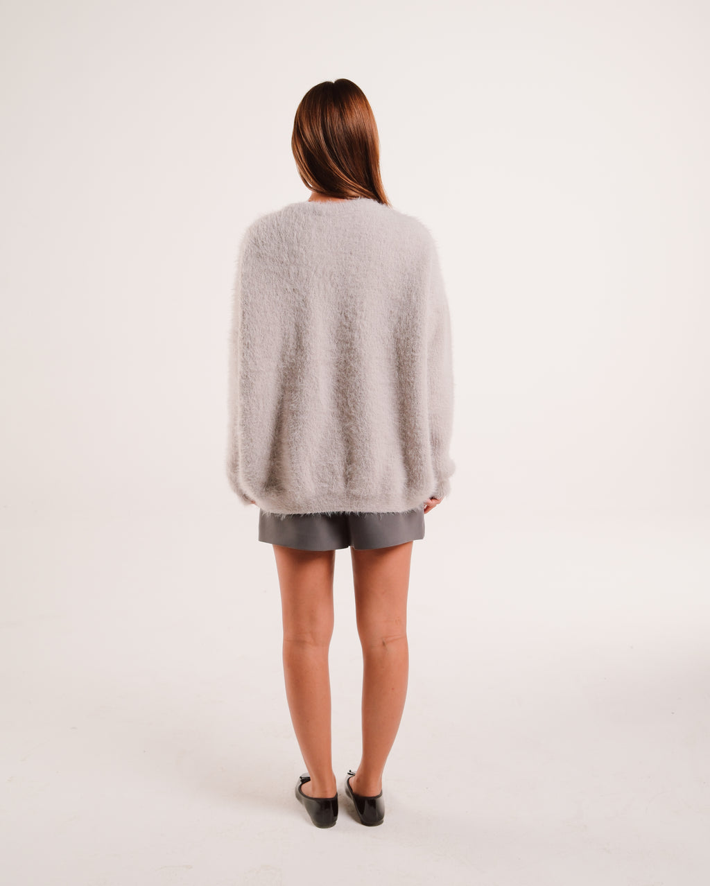 Mohair Knit Sweater in Light Gray