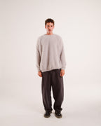 Mohair Knit Sweater in Light Gray