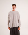 Mohair Knit Sweater in Light Gray