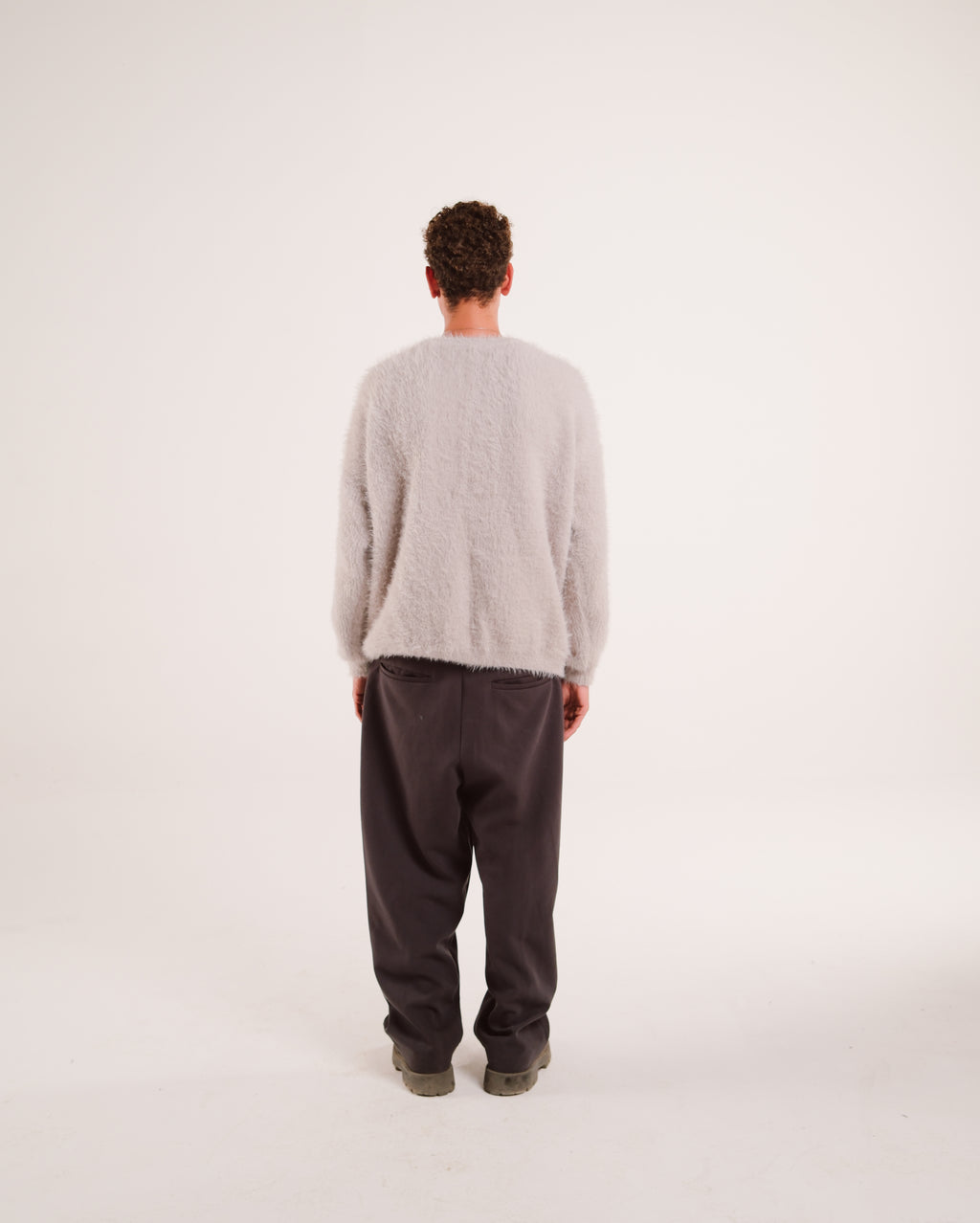 Mohair Knit Sweater in Light Gray