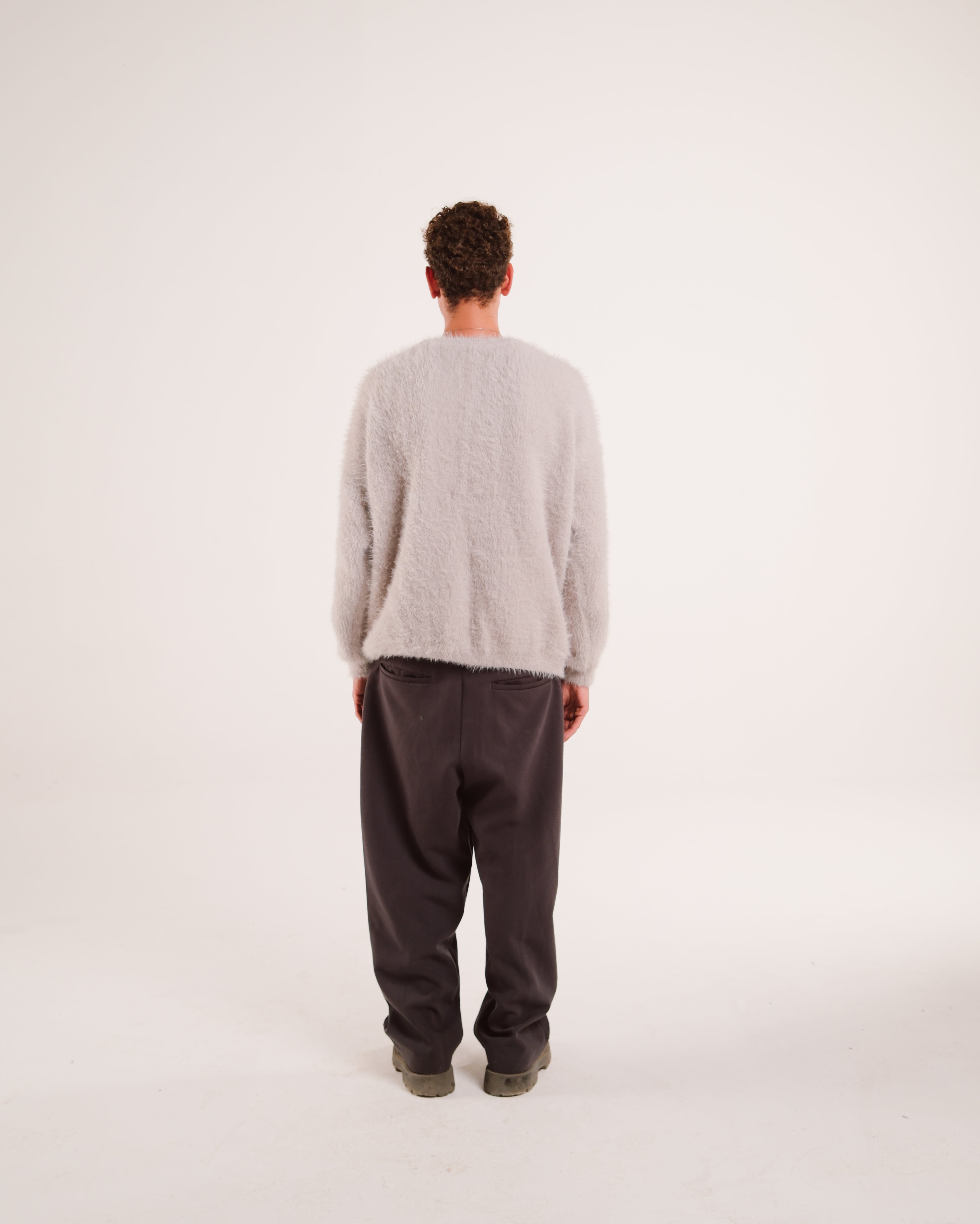 Mohair Knit Sweater in Light Gray