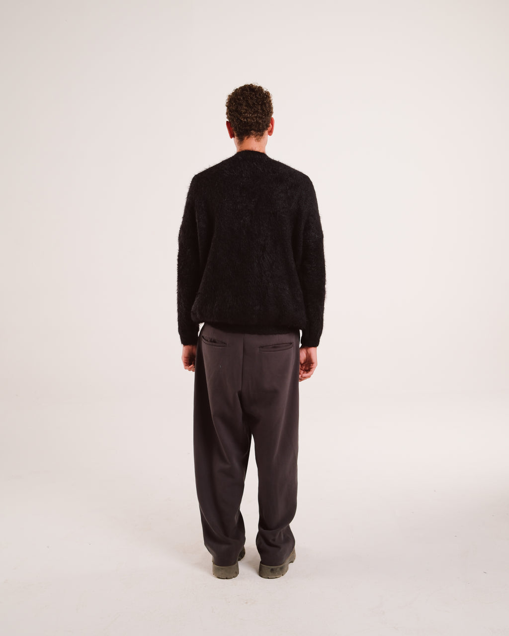 Mohair Knit Sweater in Jet Black