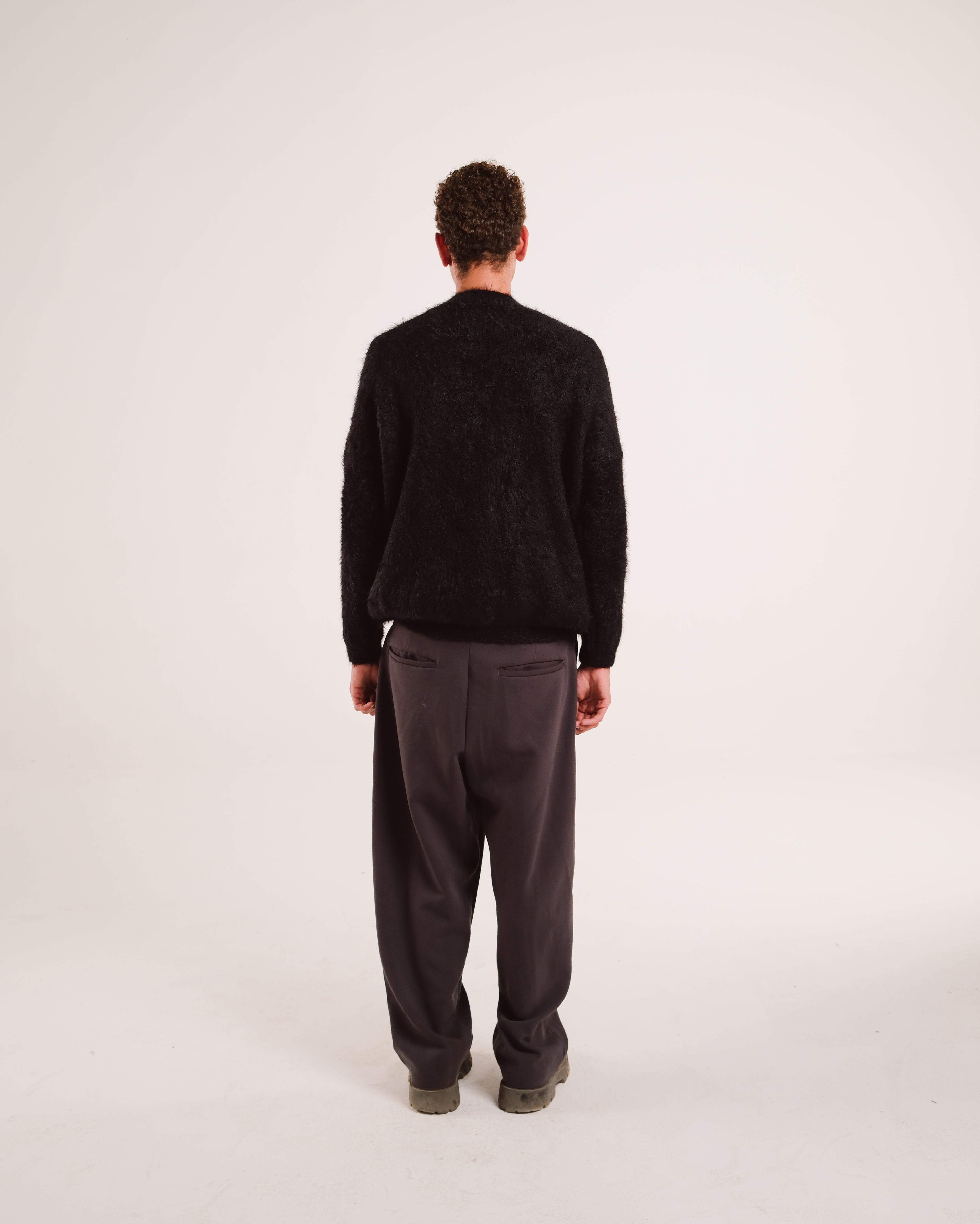 Mohair Knit Sweater in Jet Black