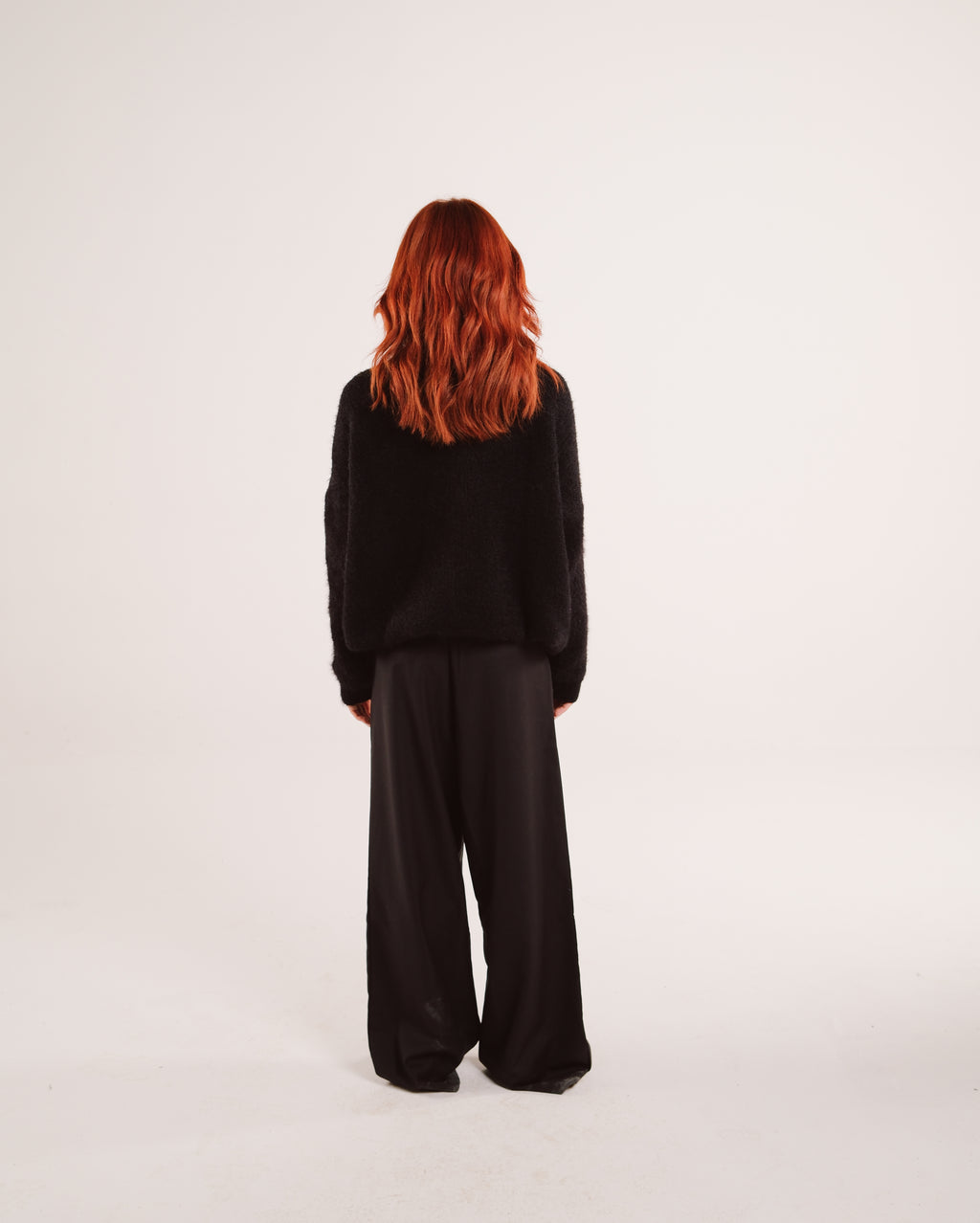 Mohair Knit Sweater in Jet Black