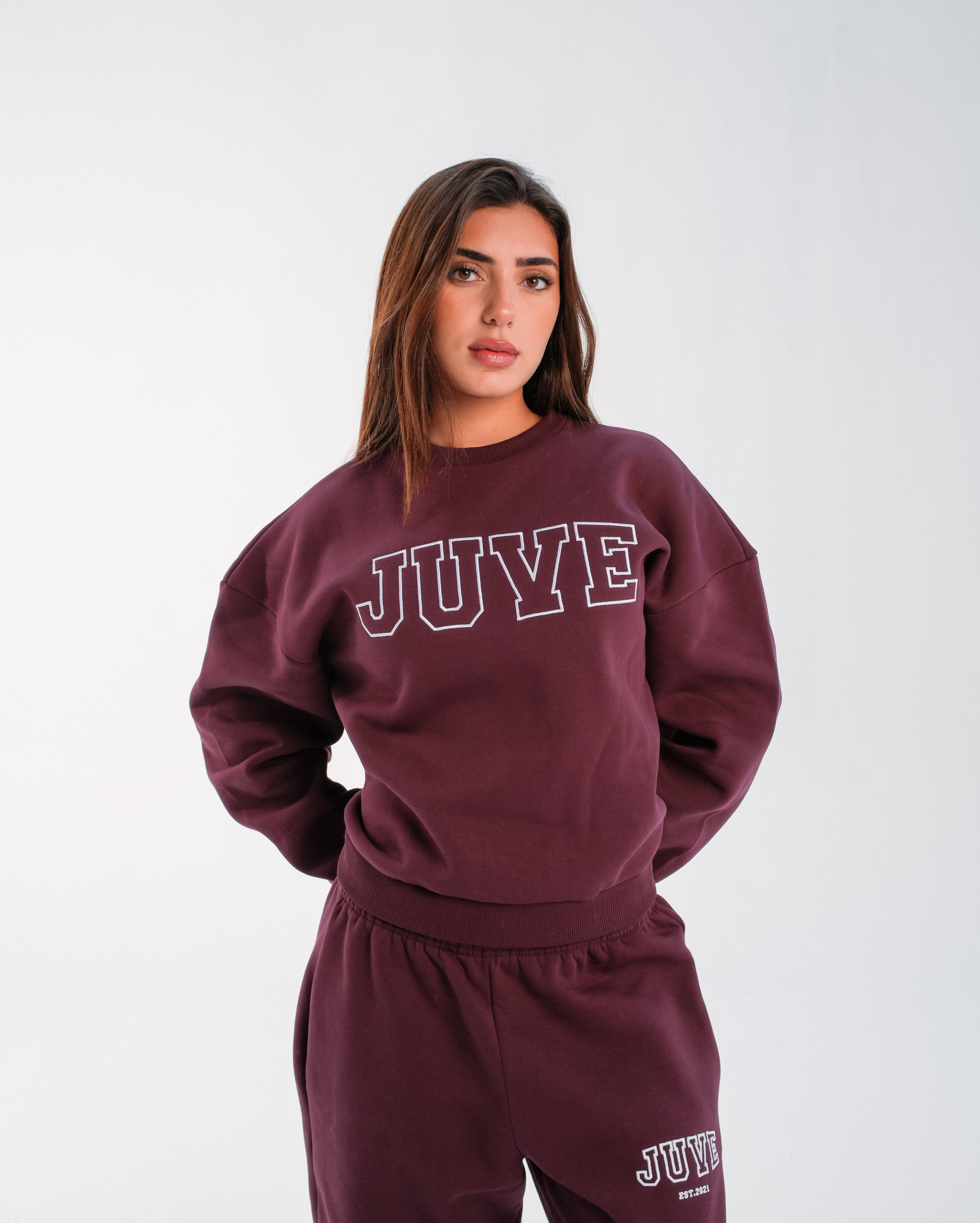 JUVE Signature Crewneck in Dark Cherry