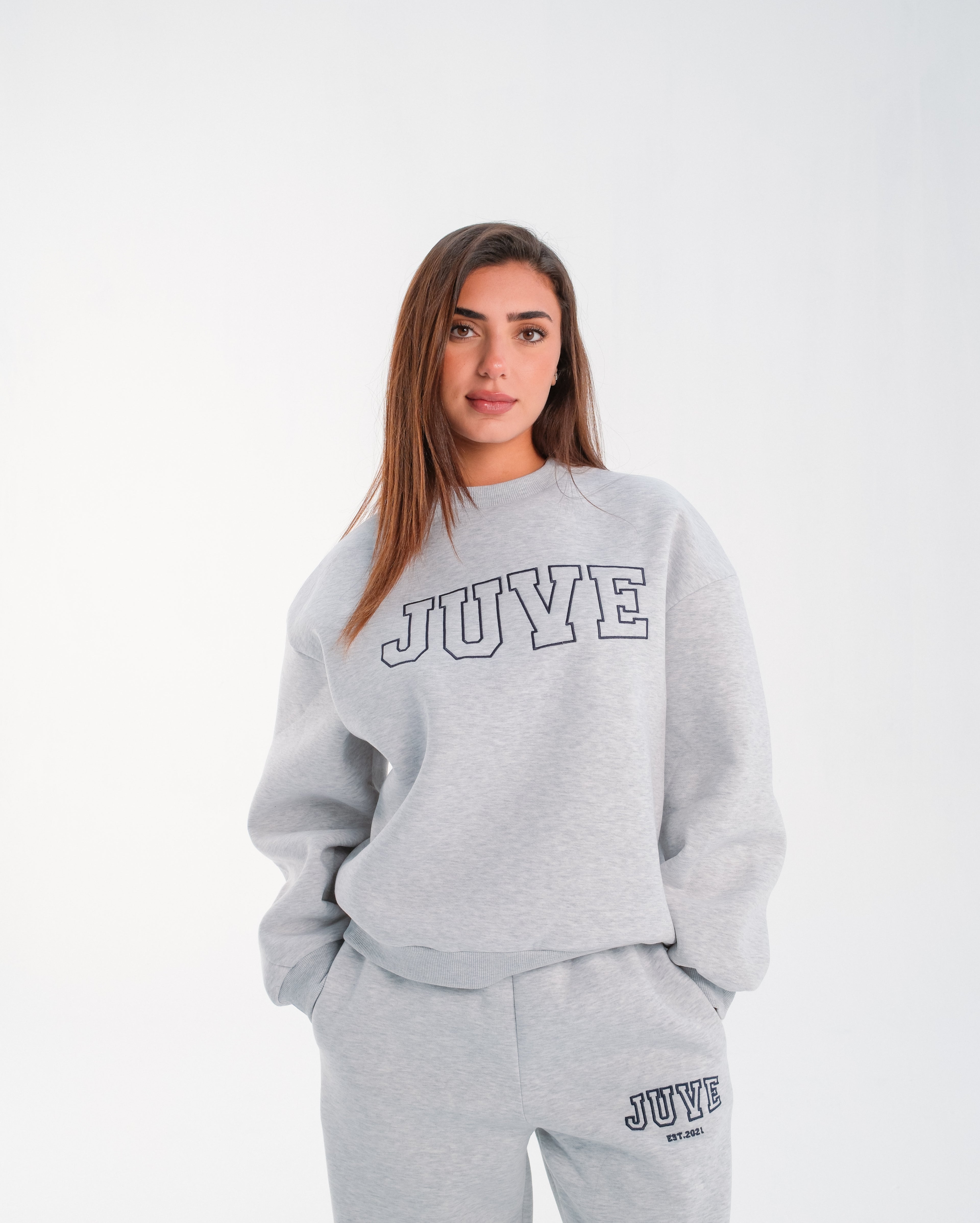 JUVE Signature Crewneck in Light Gray Melange