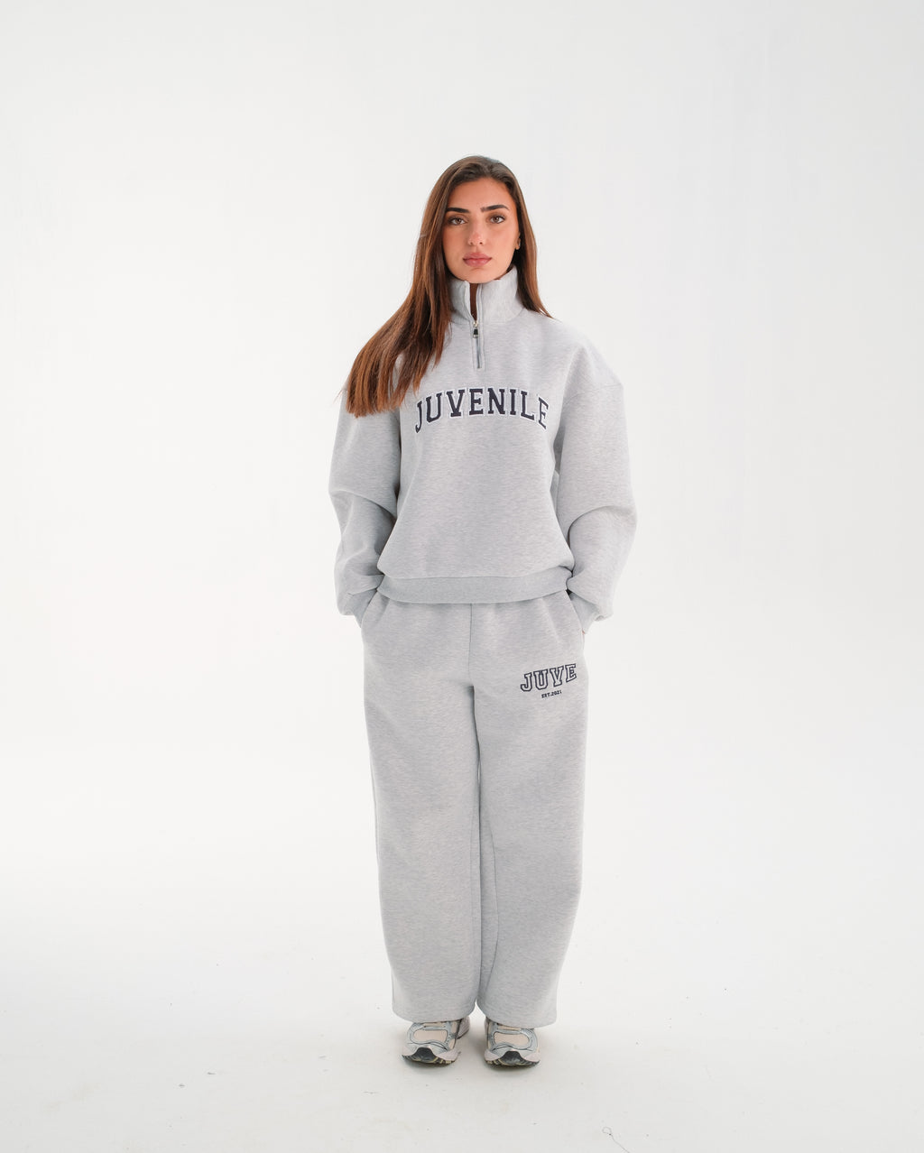 JUVENILE Signature Half Zip in Light Gray Melange