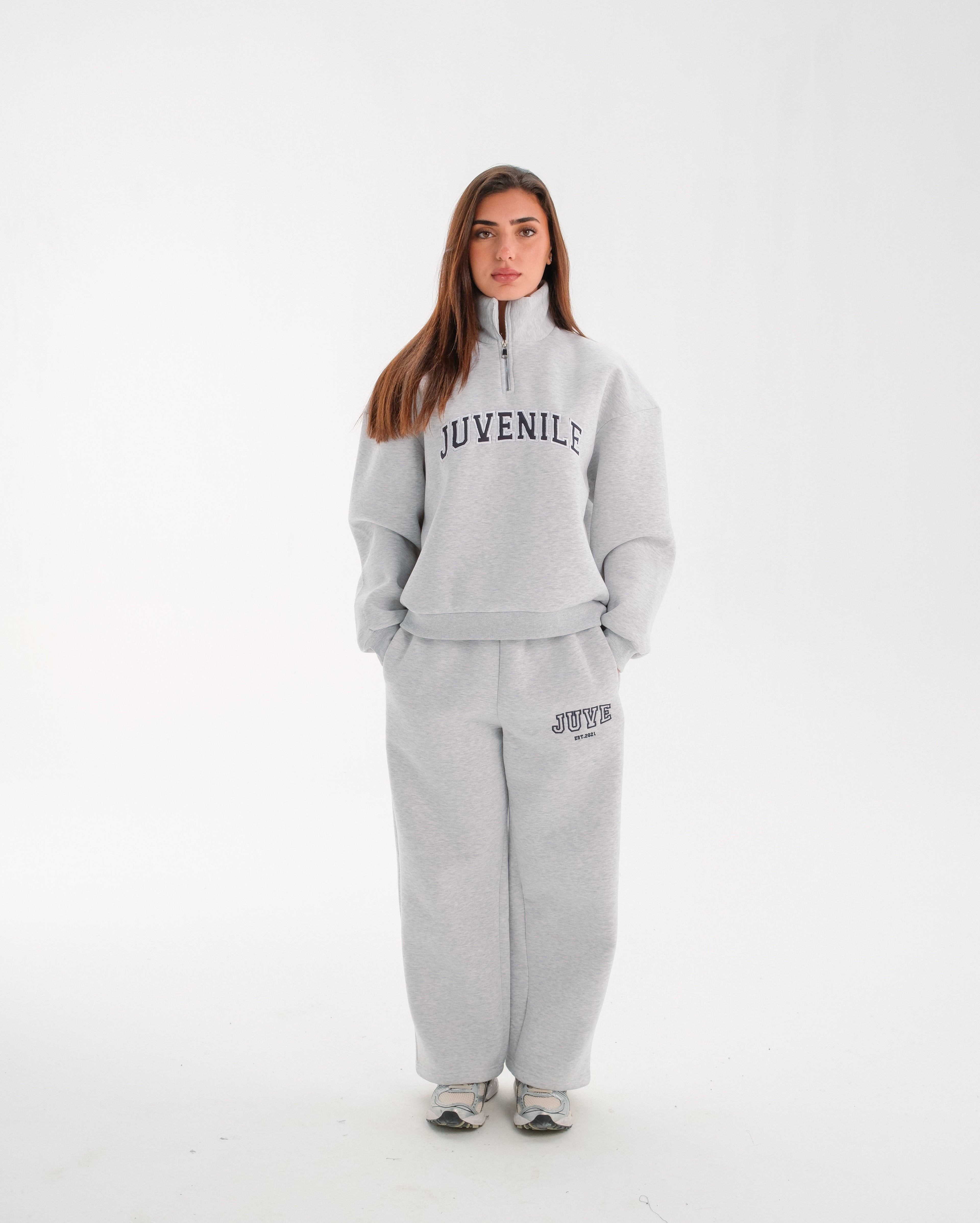 JUVENILE Signature Half Zip in Light Gray Melange