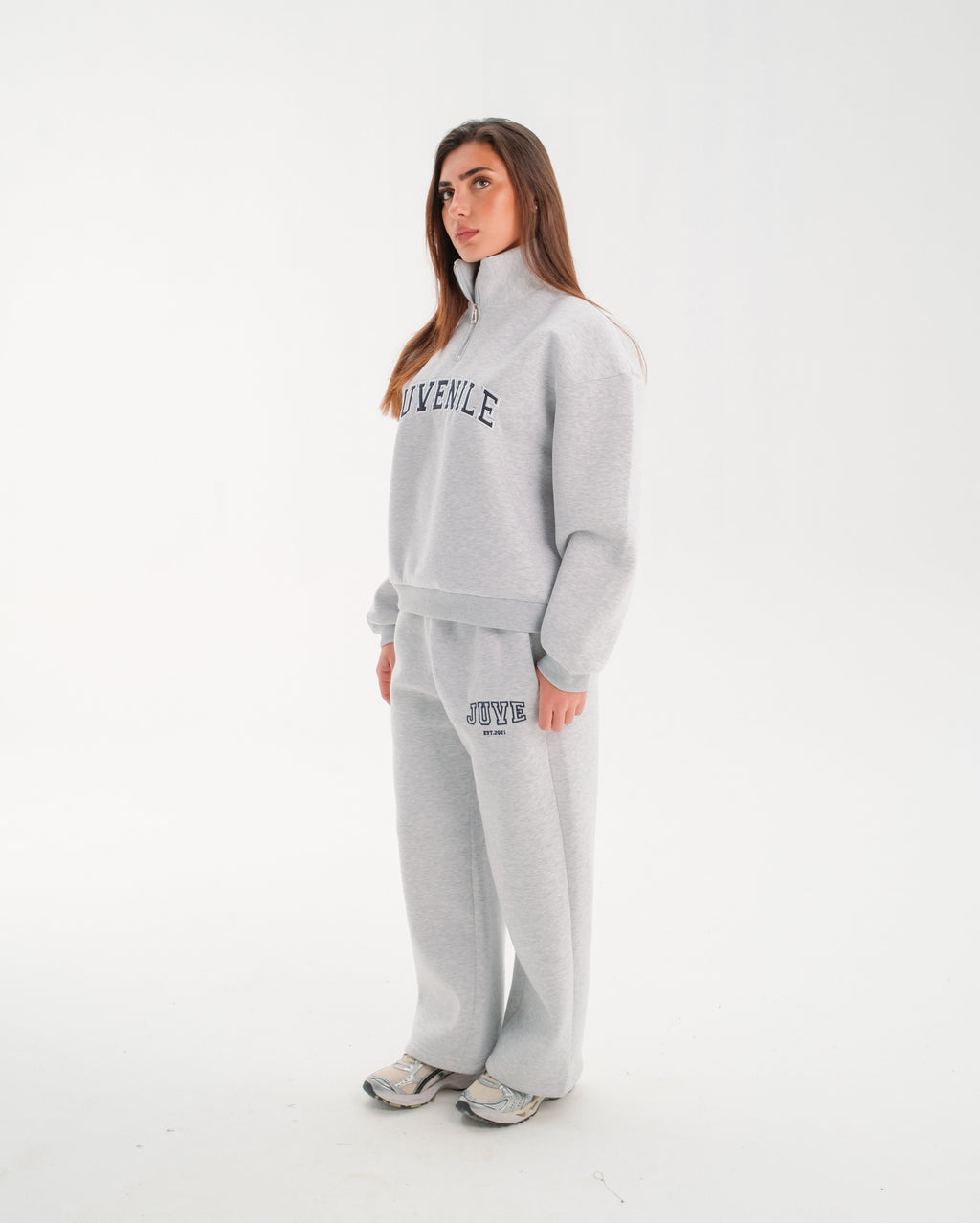 JUVENILE Signature Half Zip in Light Gray Melange