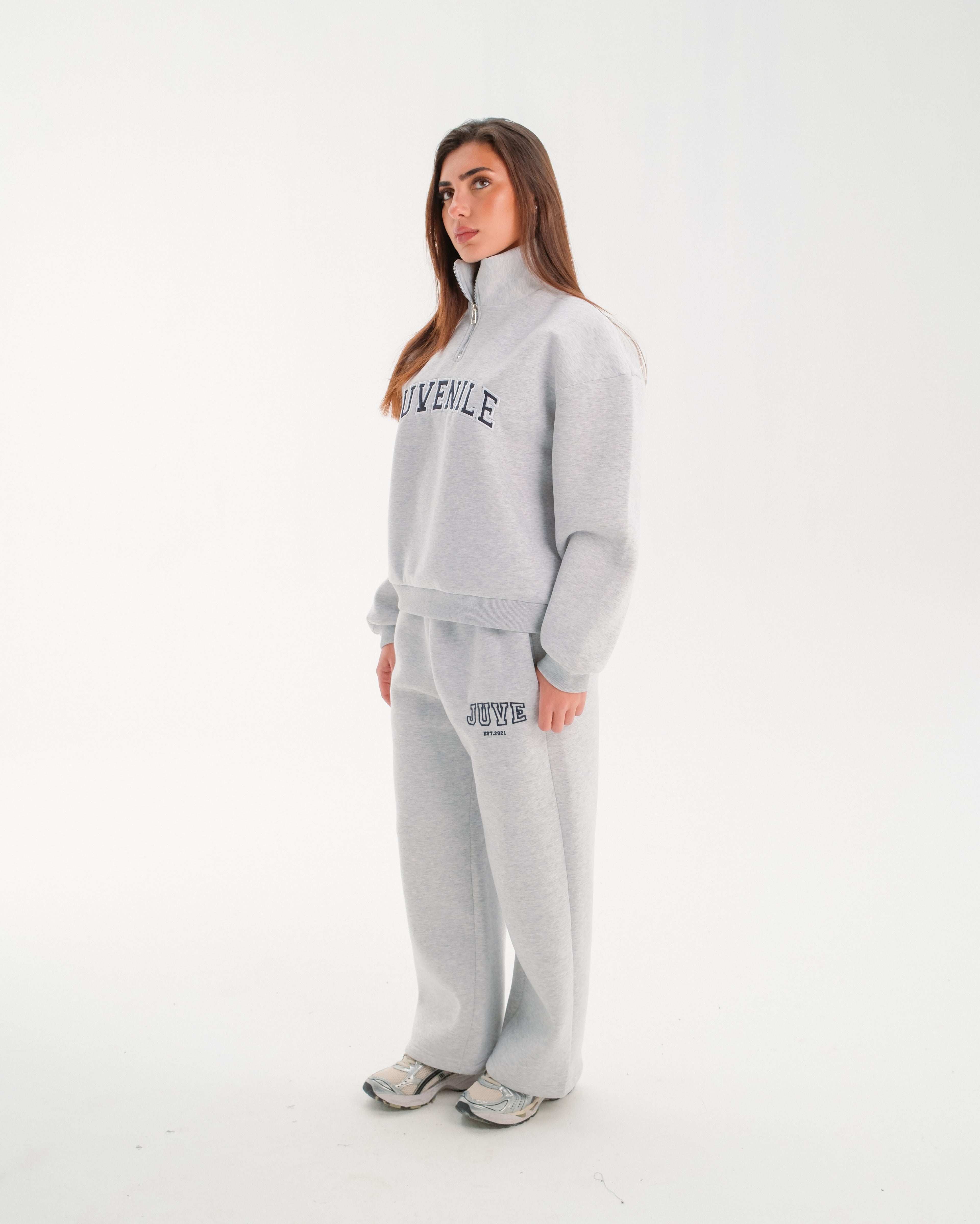 JUVENILE Signature Half Zip in Light Gray Melange