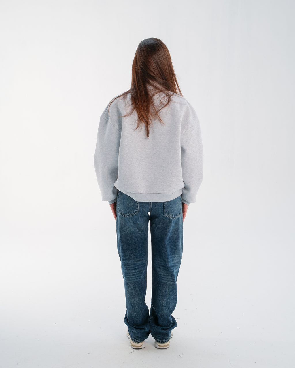 Faded Dark Blue Mid-Rise Straight Denim