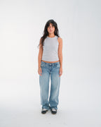 Light Blue Mid-Rise Straight Denim