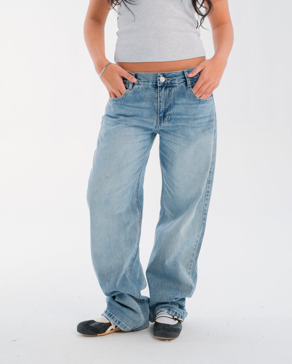 Light Blue Mid-Rise Straight Denim