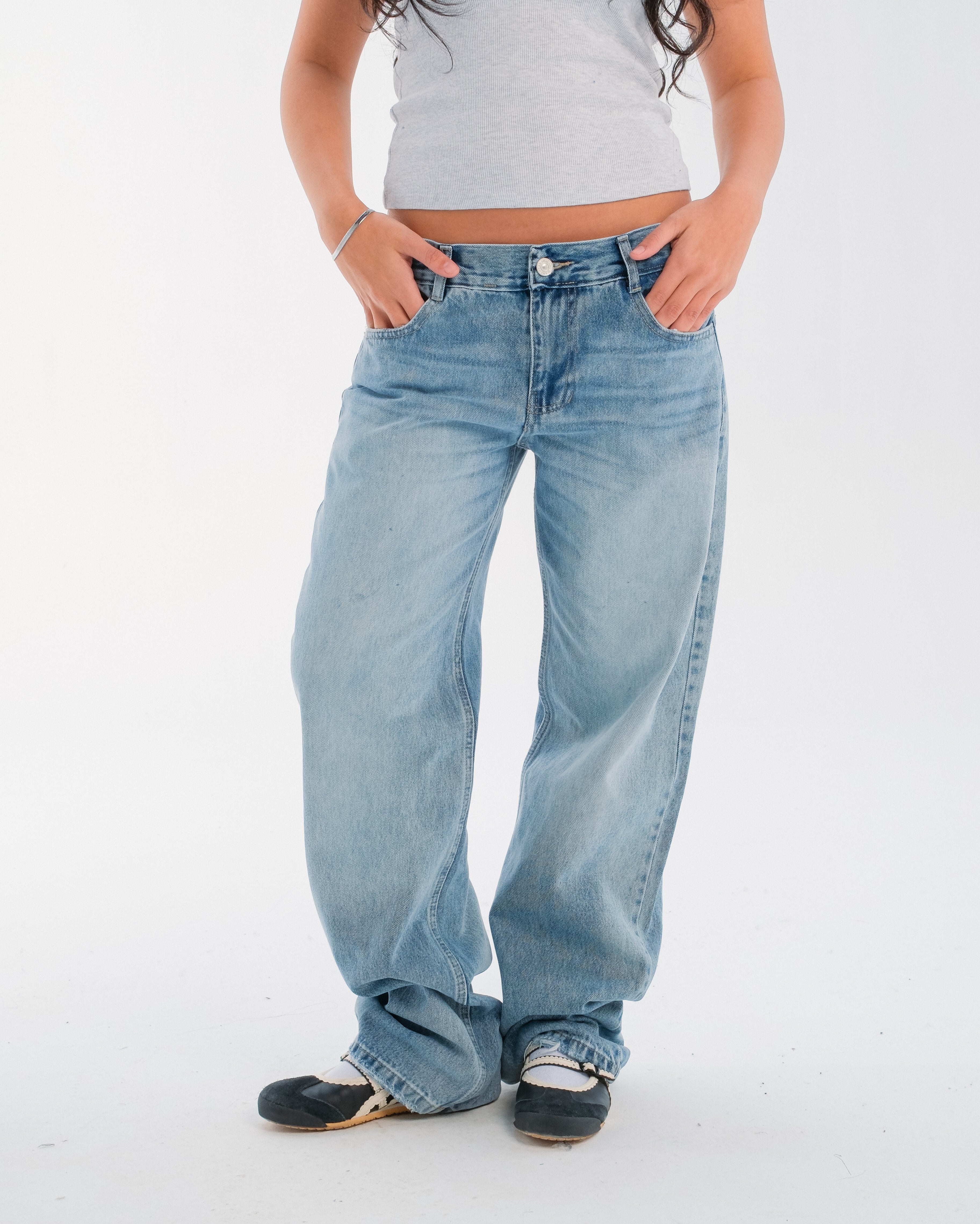 Light Blue Mid-Rise Straight Denim