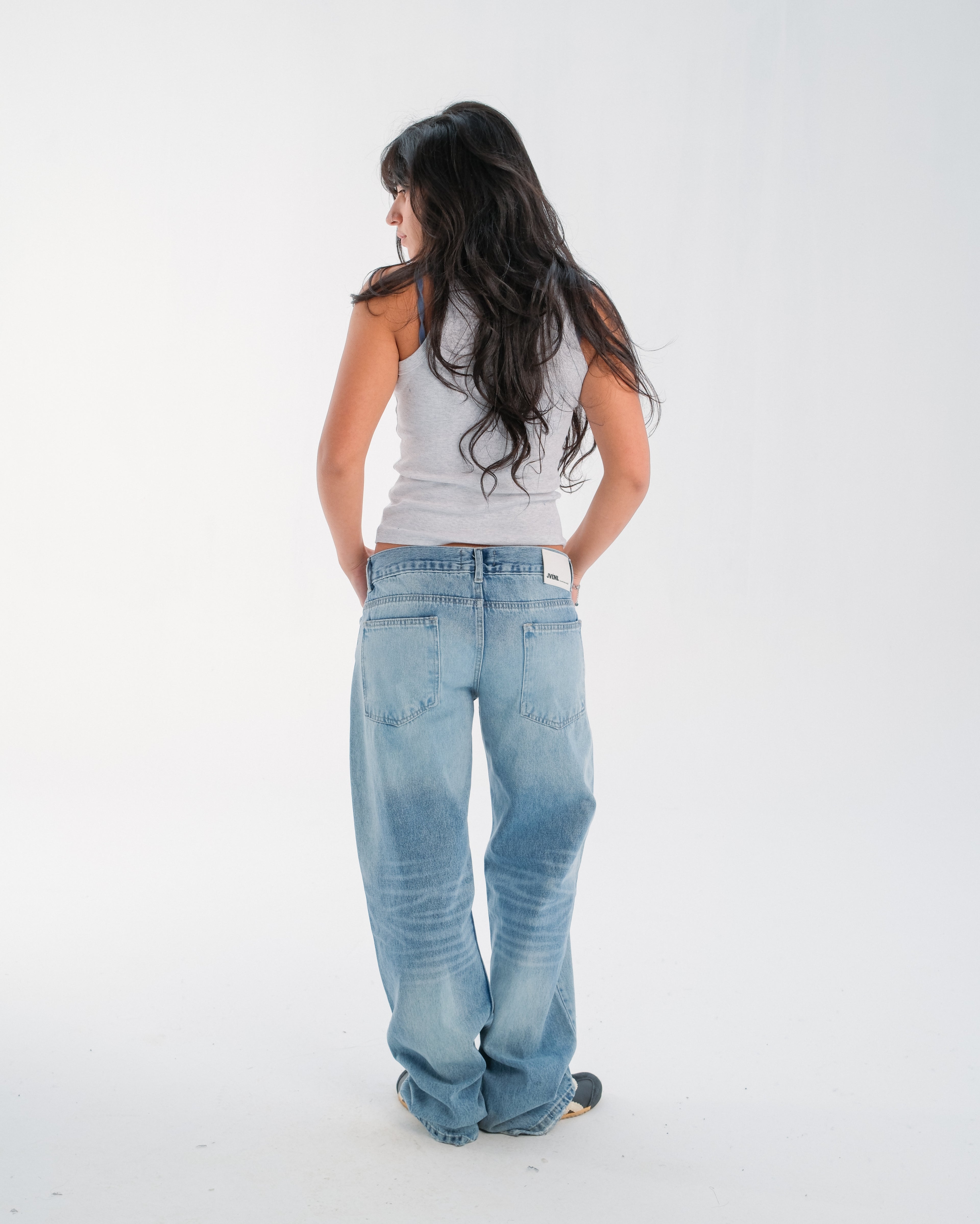 Light Blue Mid-Rise Straight Denim