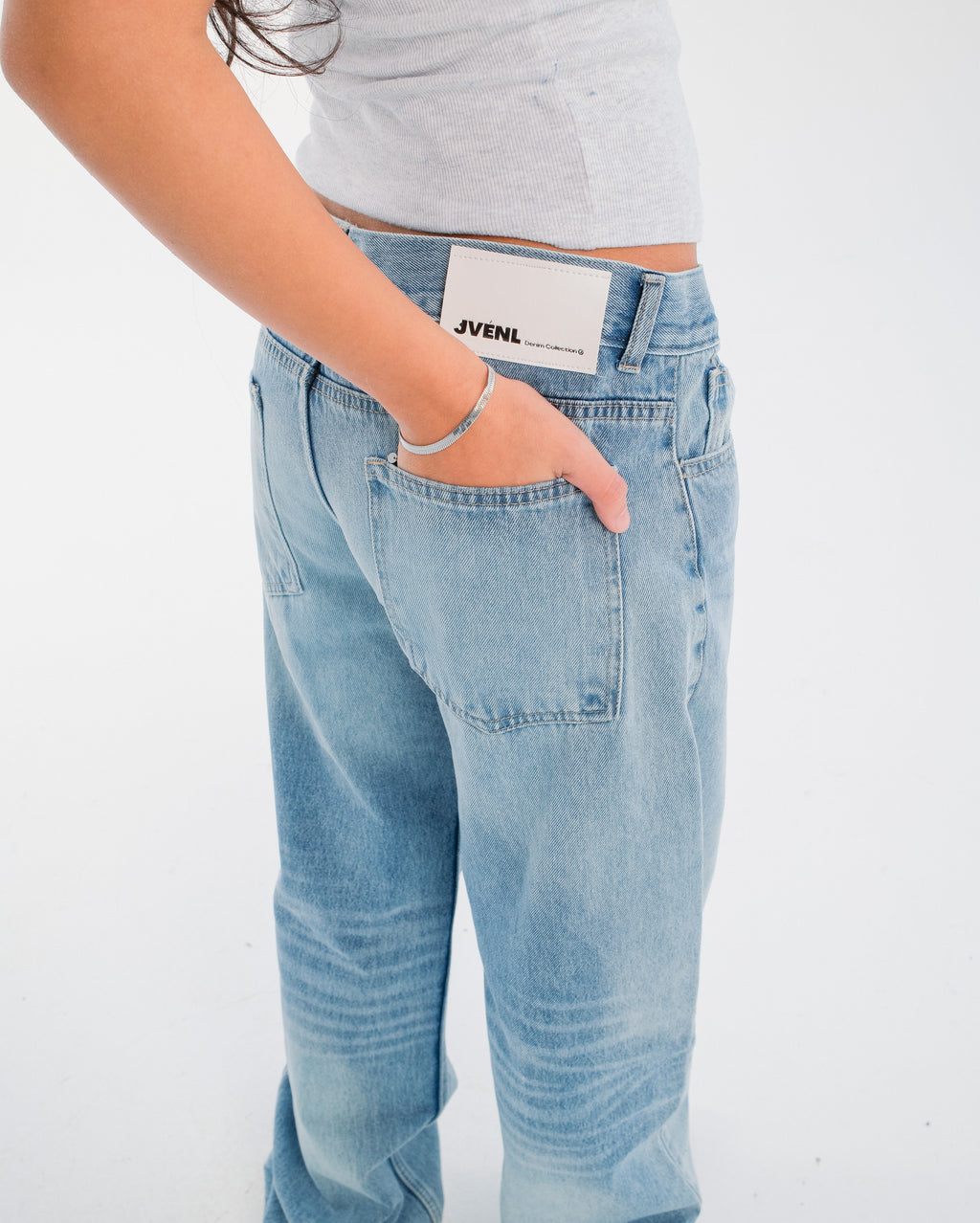 Light Blue Mid-Rise Straight Denim