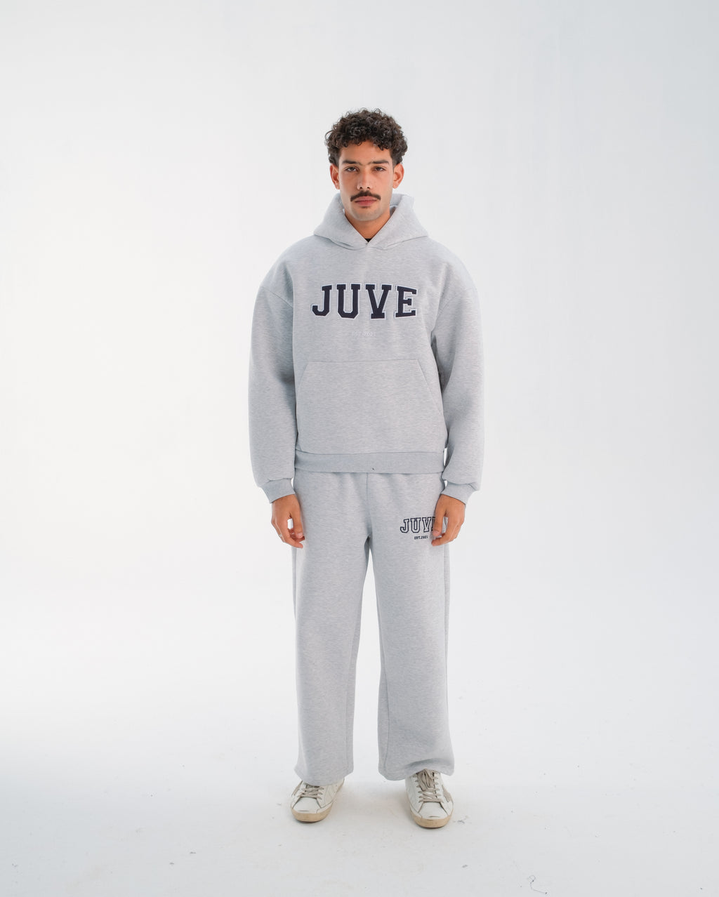 JUVE Signature Hoodie in Light Gray Melange