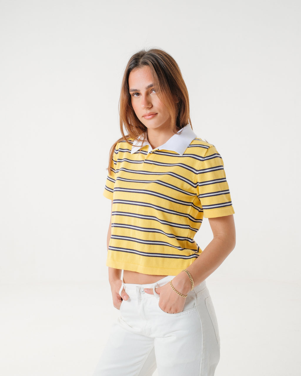 The Honeycomb Striped Knit Polo