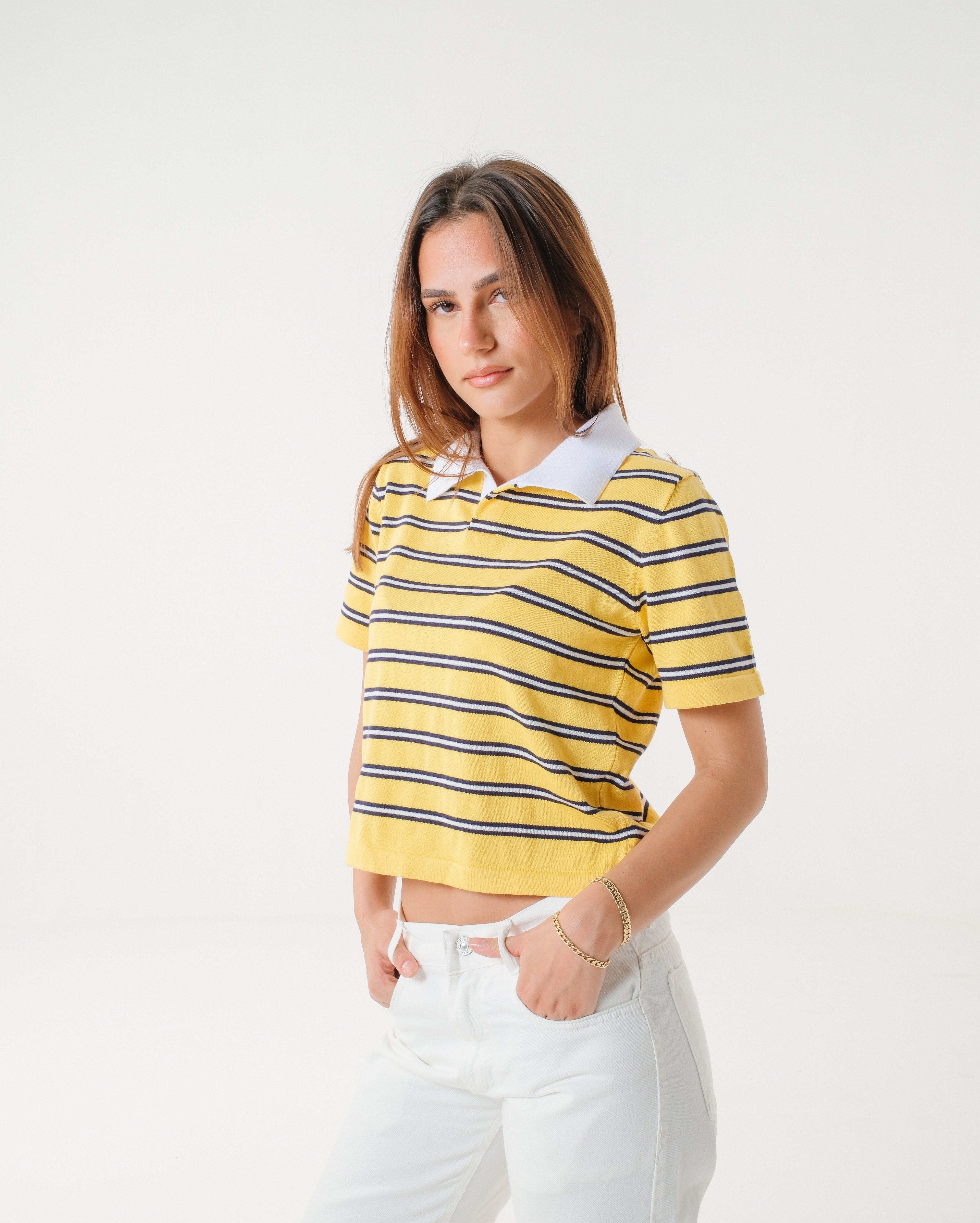 The Honeycomb Striped Knit Polo
