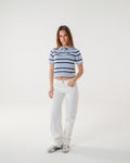 The Cloud Blue Striped Knit Polo
