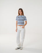 The Cloud Blue Striped Knit Polo