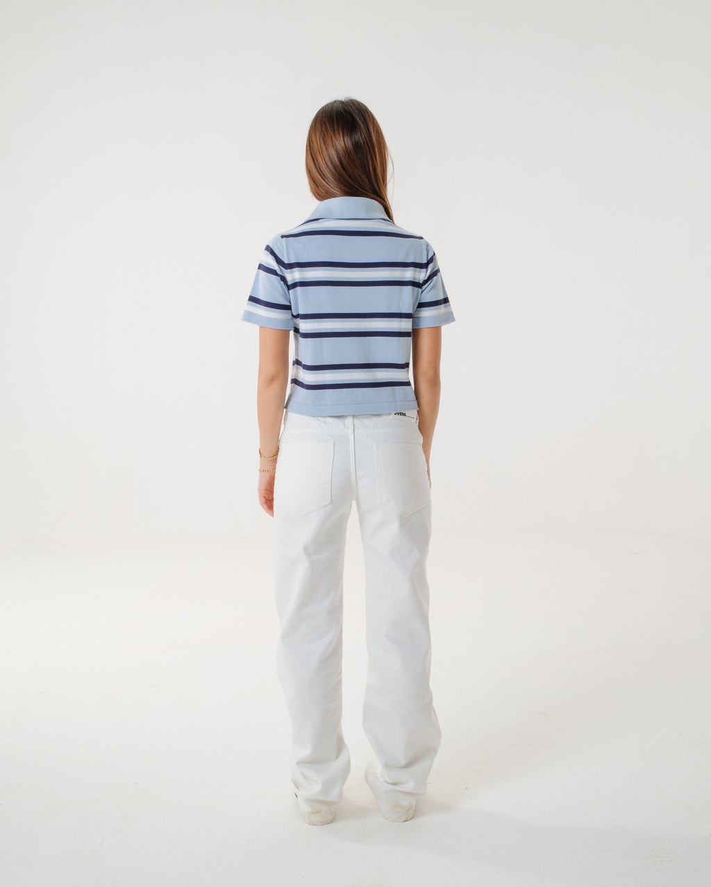 The Cloud Blue Striped Knit Polo