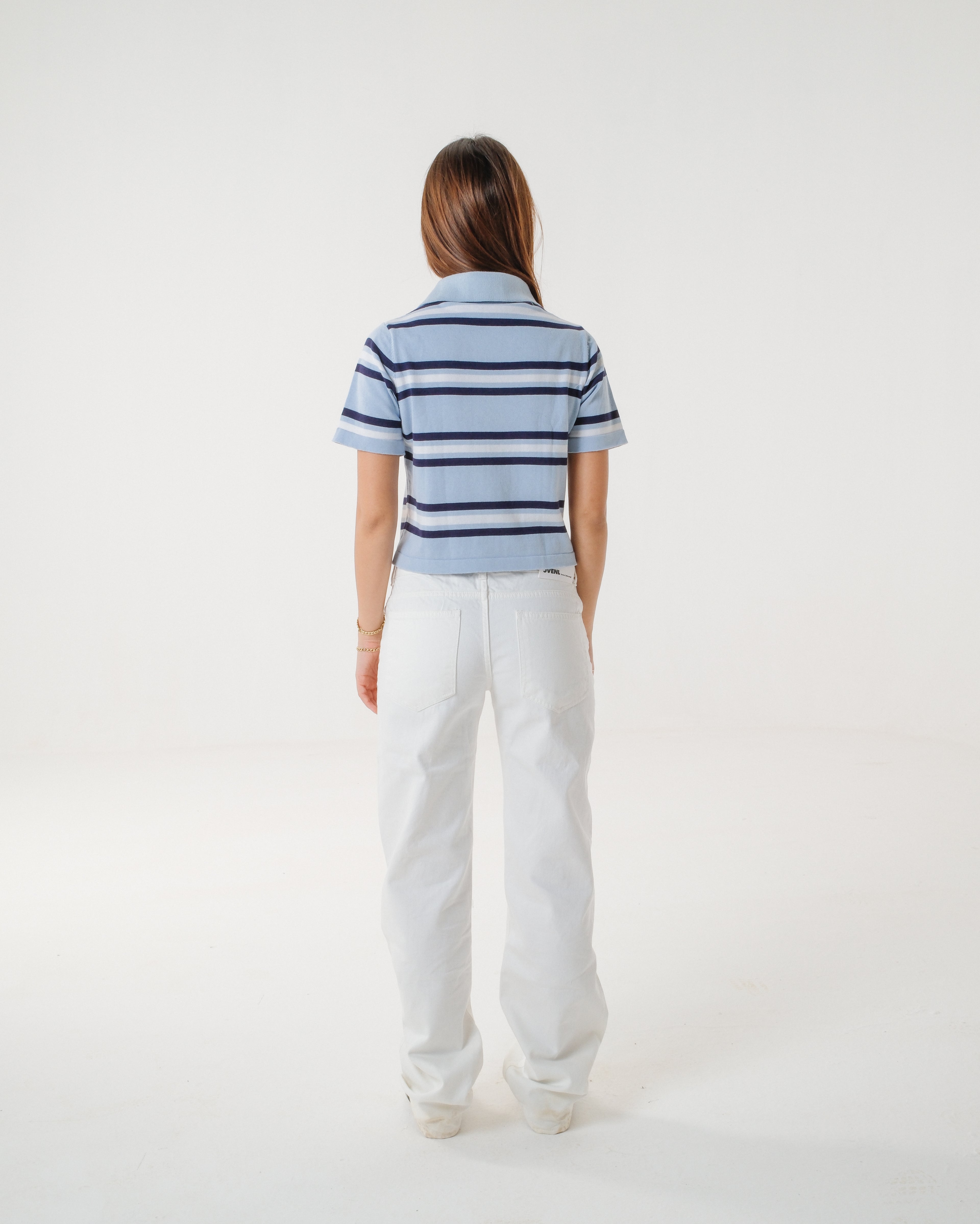 The Cloud Blue Striped Knit Polo