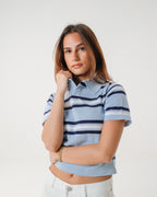 The Cloud Blue Striped Knit Polo