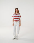 The Cherry Cream Striped Knit Polo