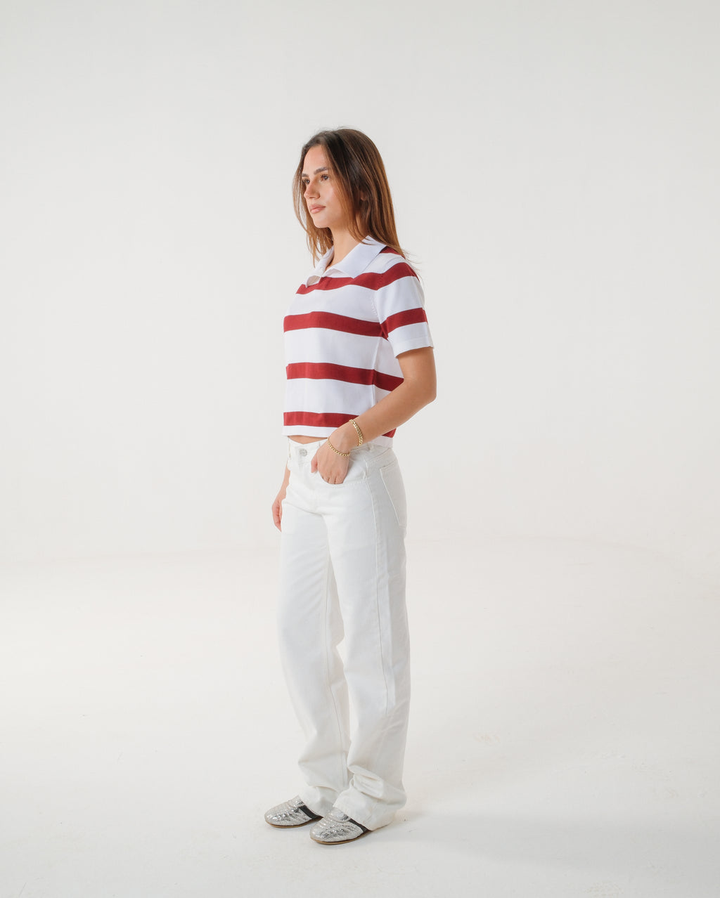 The Cherry Cream Striped Knit Polo