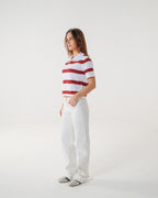 The Cherry Cream Striped Knit Polo