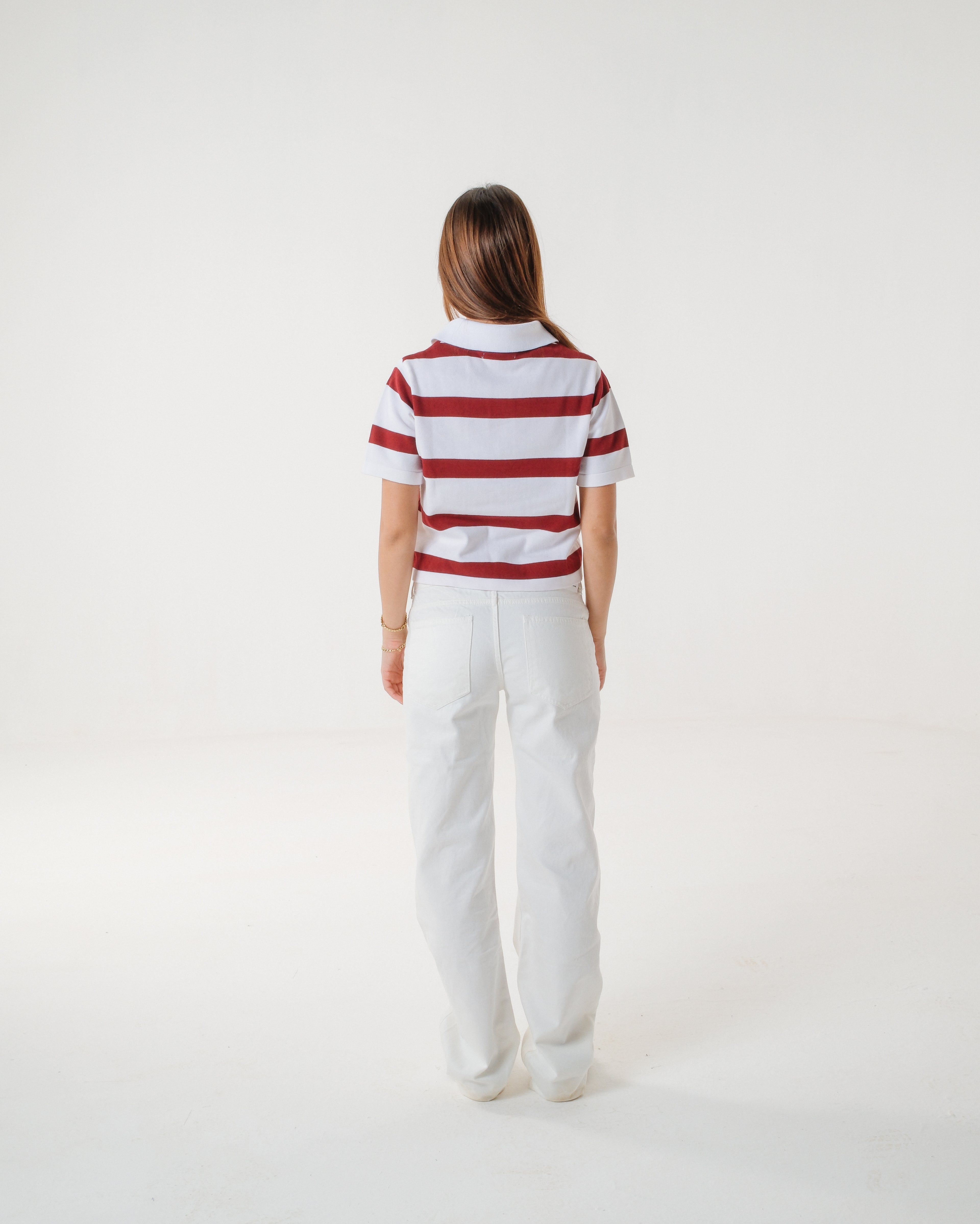 The Cherry Cream Striped Knit Polo