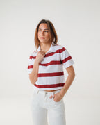 The Cherry Cream Striped Knit Polo