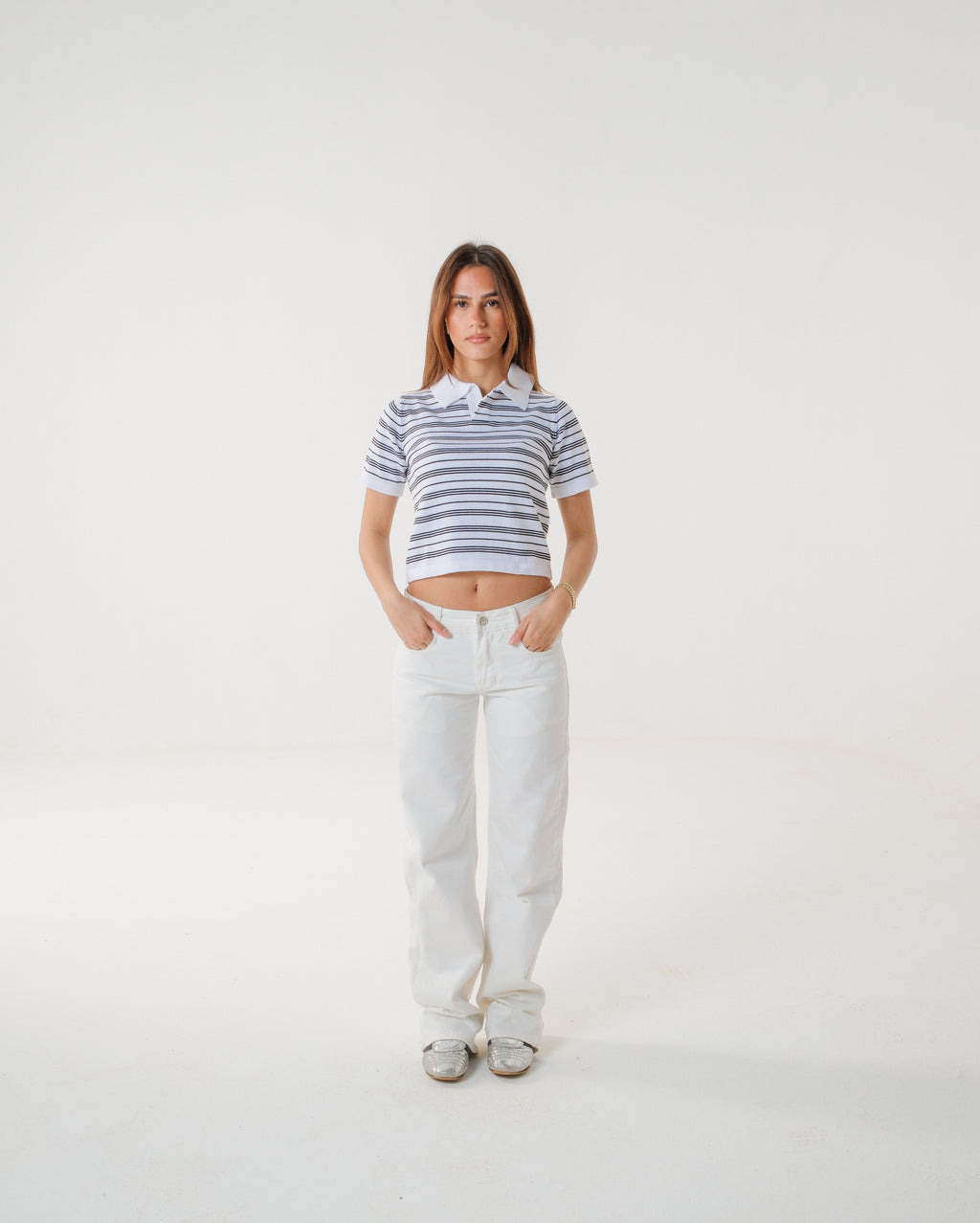 The Vanilla Blueberry Striped Knit Polo
