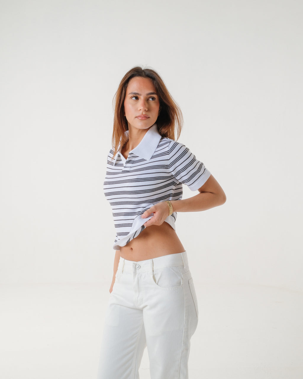 The Vanilla Blueberry Striped Knit Polo