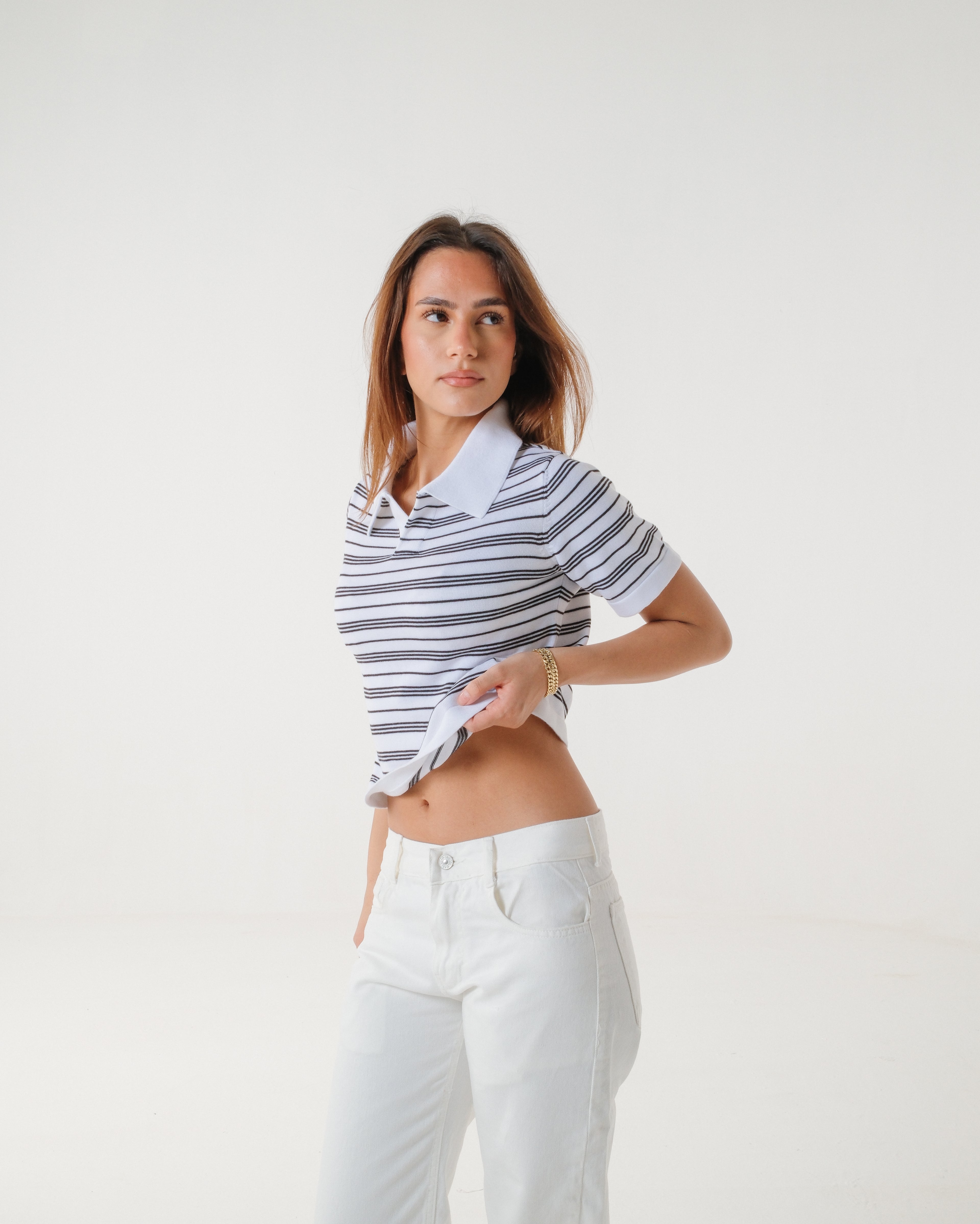 The Vanilla Blueberry Striped Knit Polo