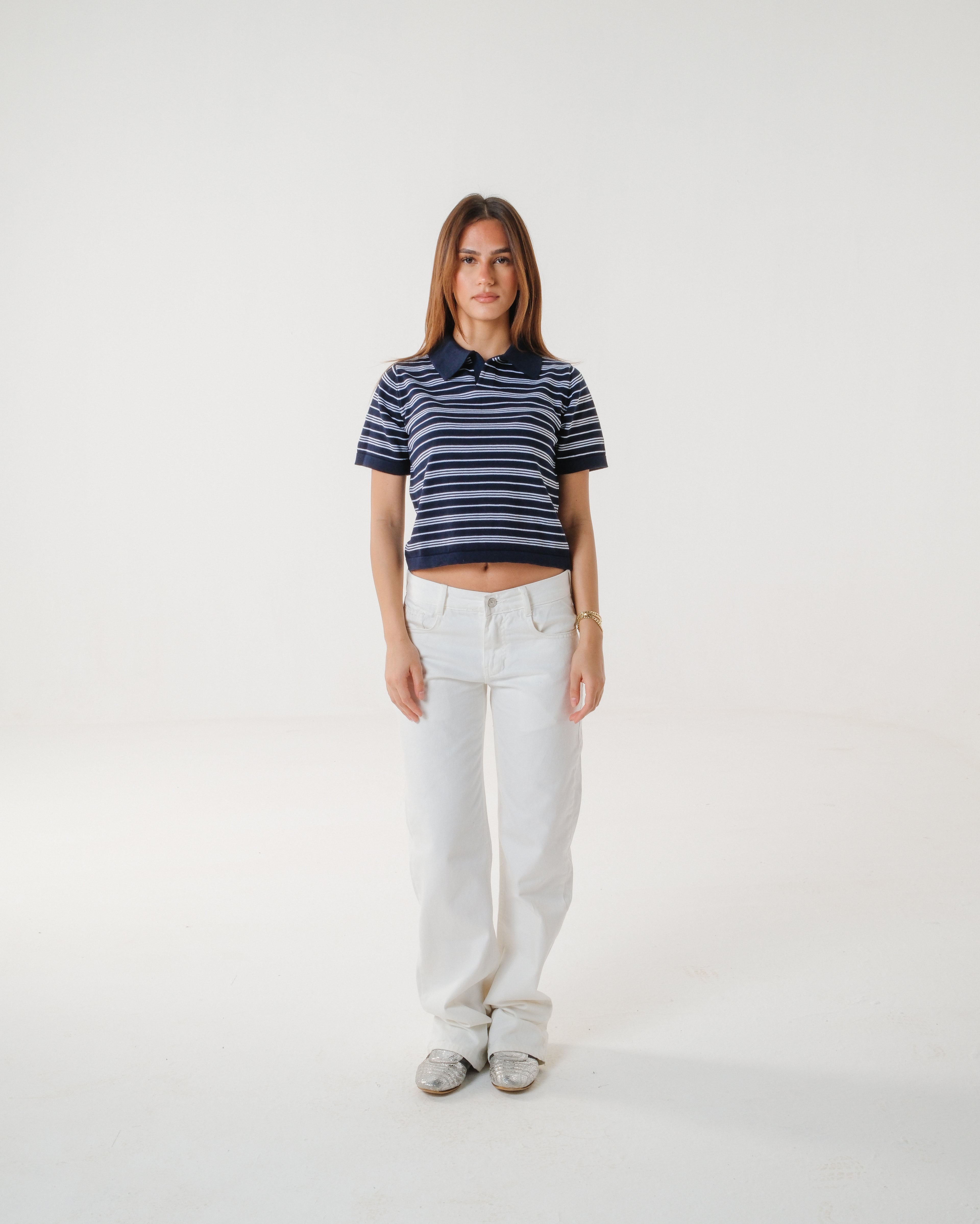 The Midnight Striped Knit Polo